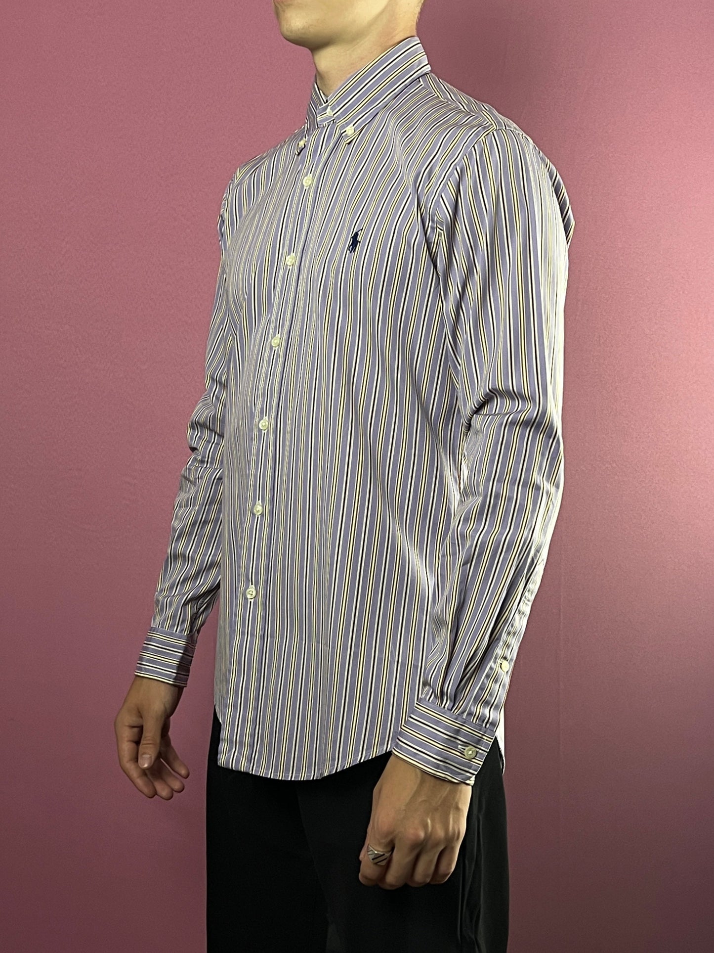 90s Polo by Ralph Lauren Vintage Men's Striped Shirt - S Purple Cotton