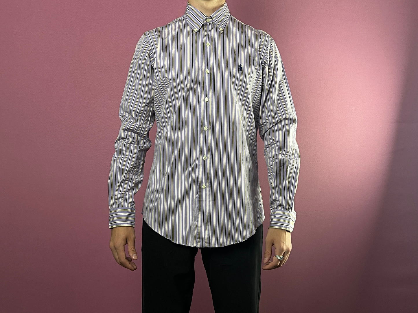 90s Polo by Ralph Lauren Vintage Men's Striped Shirt - S Purple Cotton