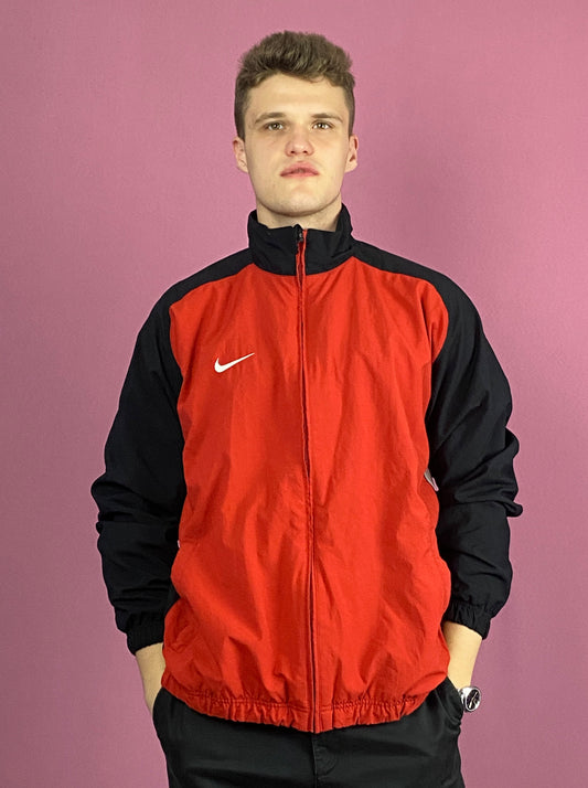 Nike Vintage Men's Windbreaker Jacket - XL Red & Black Polyester