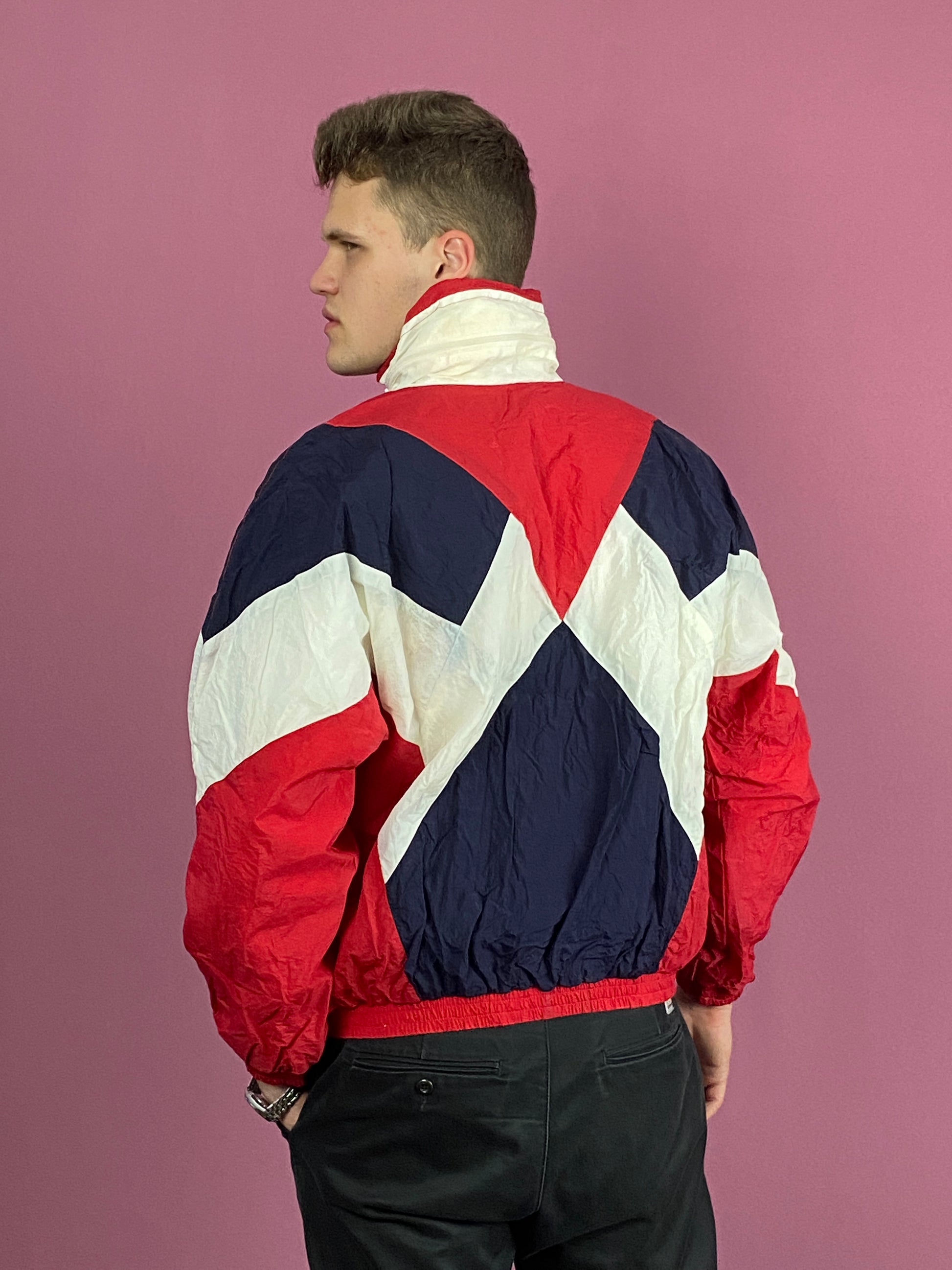 90s Vintage Men's Windbreaker Jacket - Medium Multicolor Nylon