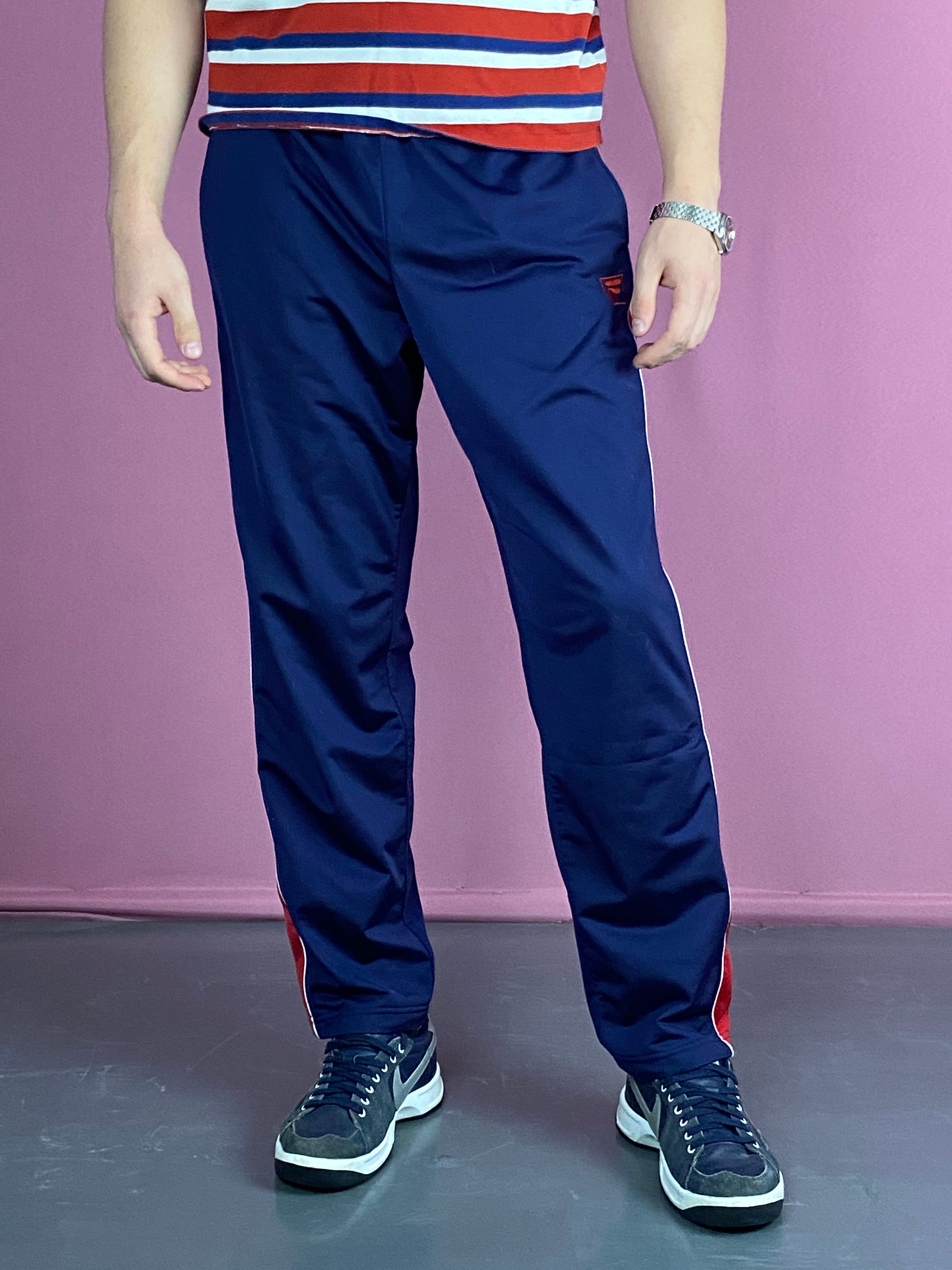 90s Fila Vintage Men's Track Pants - M Blue Polyester Blend