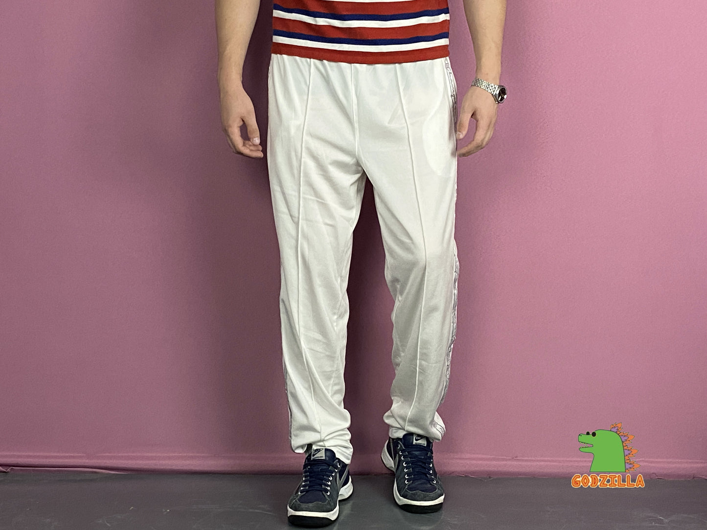 Champion USA Vintage Men's Track Pants - L White Polyester