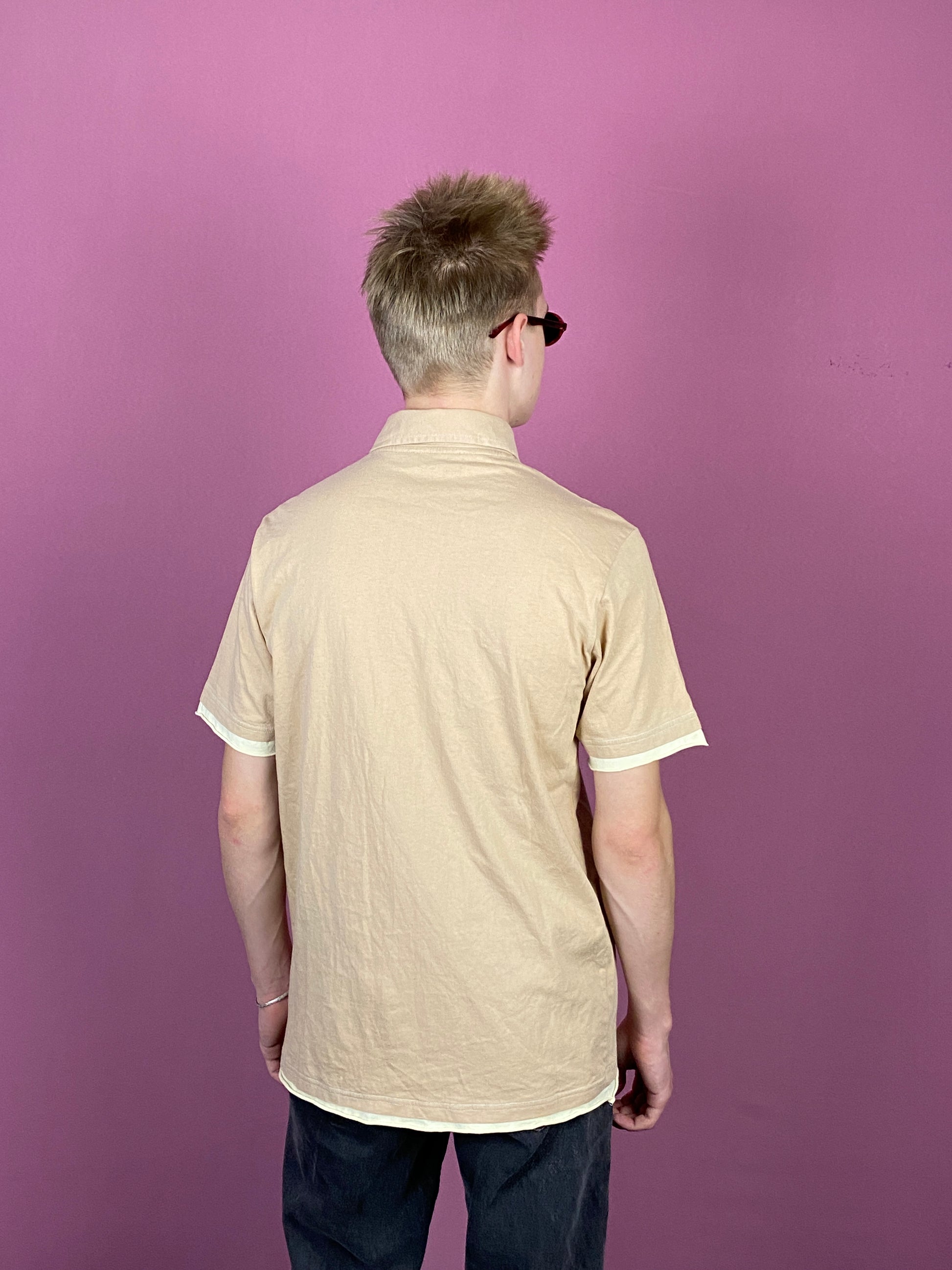 Yves Saint Laurent Vintage Men's Polo Shirt - Medium Beige Cotton