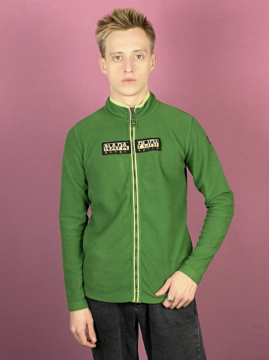 Napapijri Vintage Men's Full Zip Fleece - Small Green Polyester