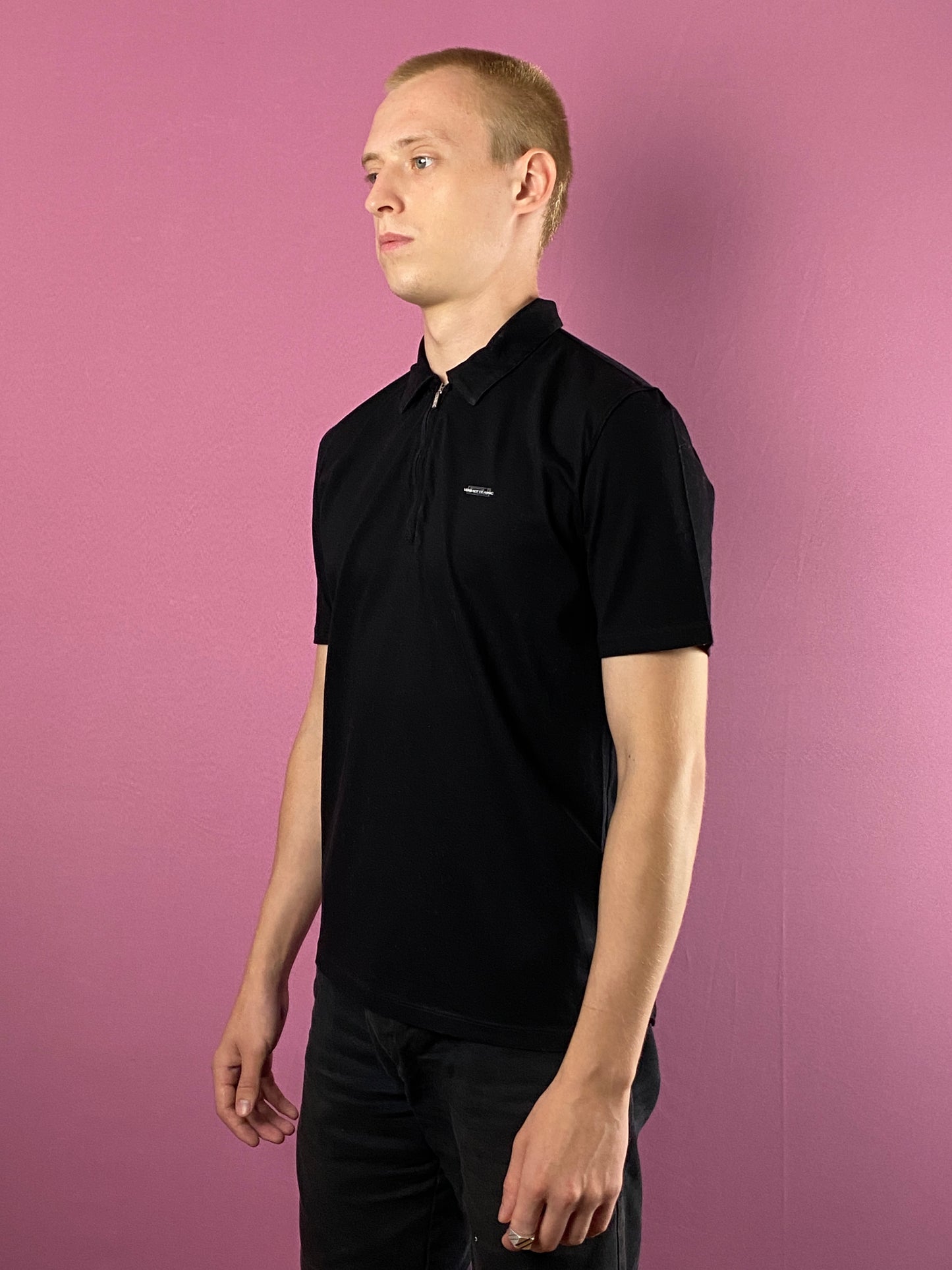 Versace Classic Vintage Men's Zip Polo Shirt - M Black Cotton