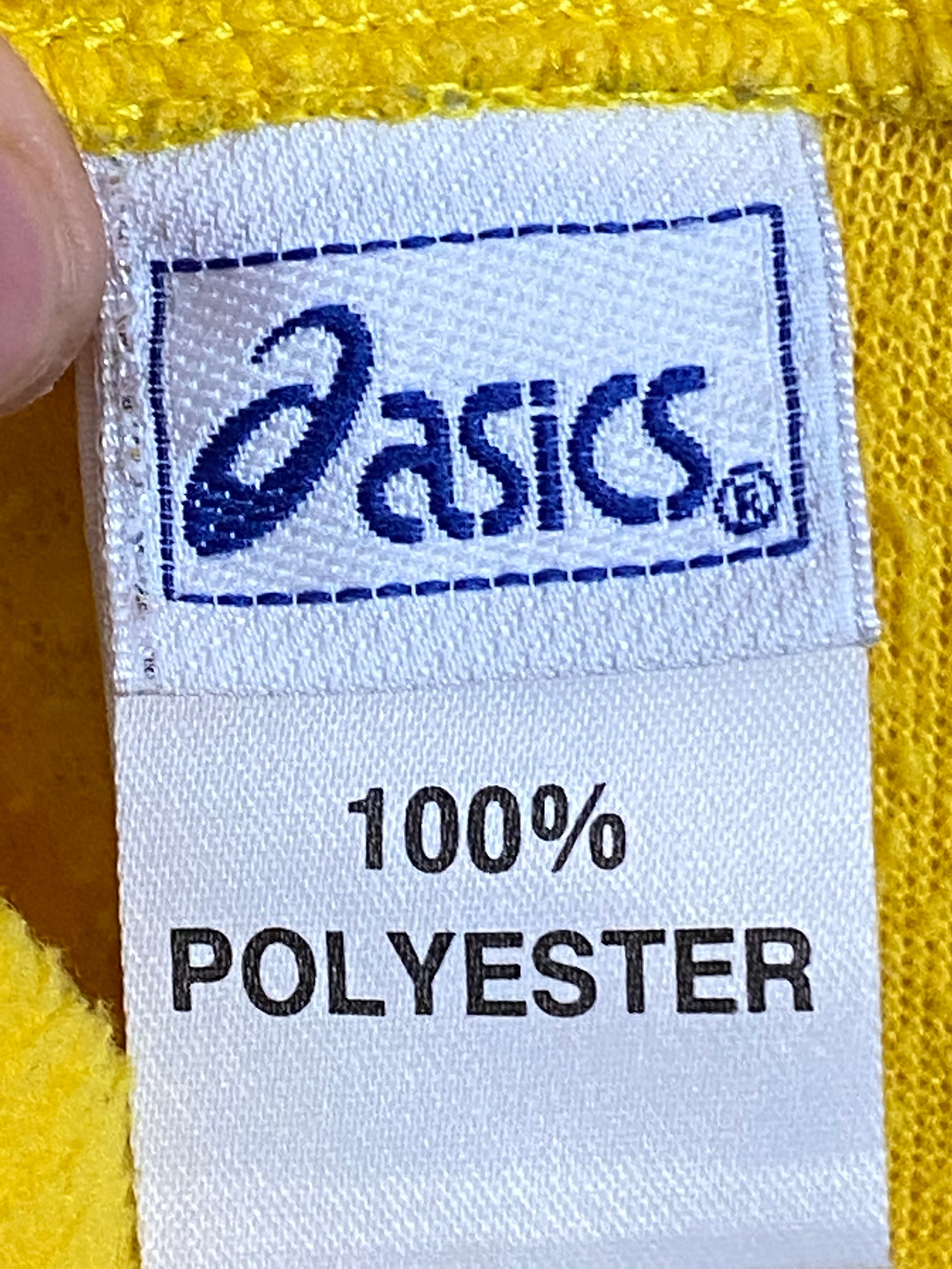 90s Asics Vintage Men's Quarter Zip Fleece - Small Yellow Polyester