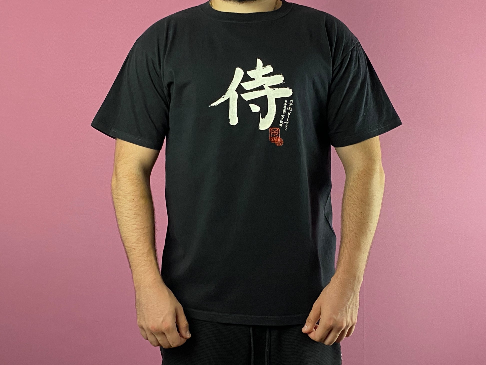 Mr. Bogey Vintage Men's Samurai Japanese T-Shirt - L Black Cotton