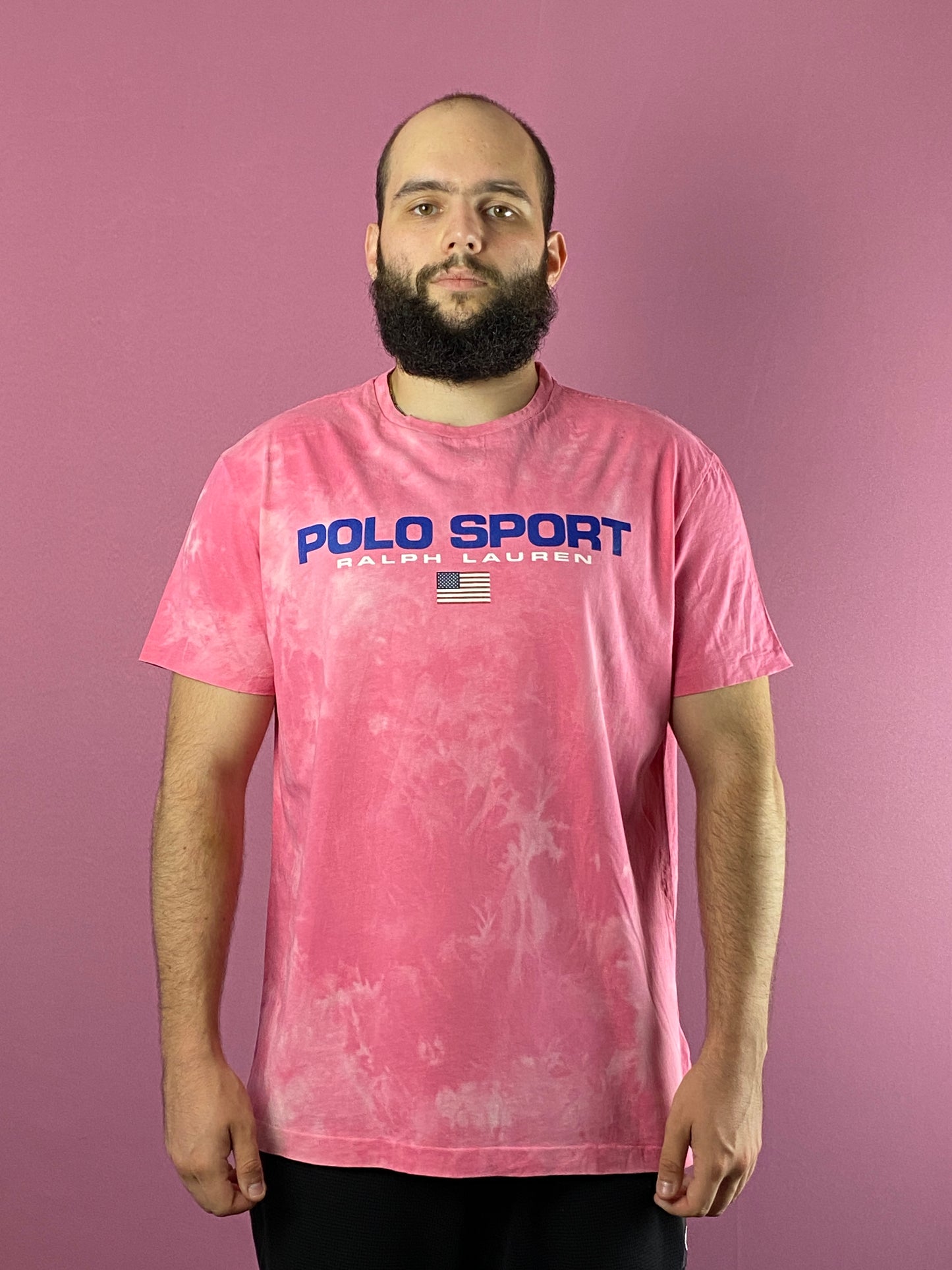 Polo Sport Ralph Lauren Vintage Men's Tie Dye T-Shirt - L Pink Cotton