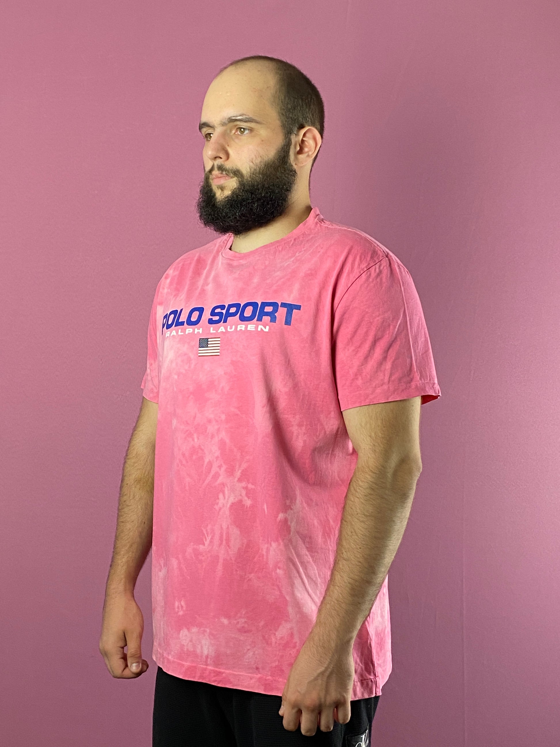 Polo Sport Ralph Lauren Vintage Men's Tie Dye T-Shirt - L Pink Cotton