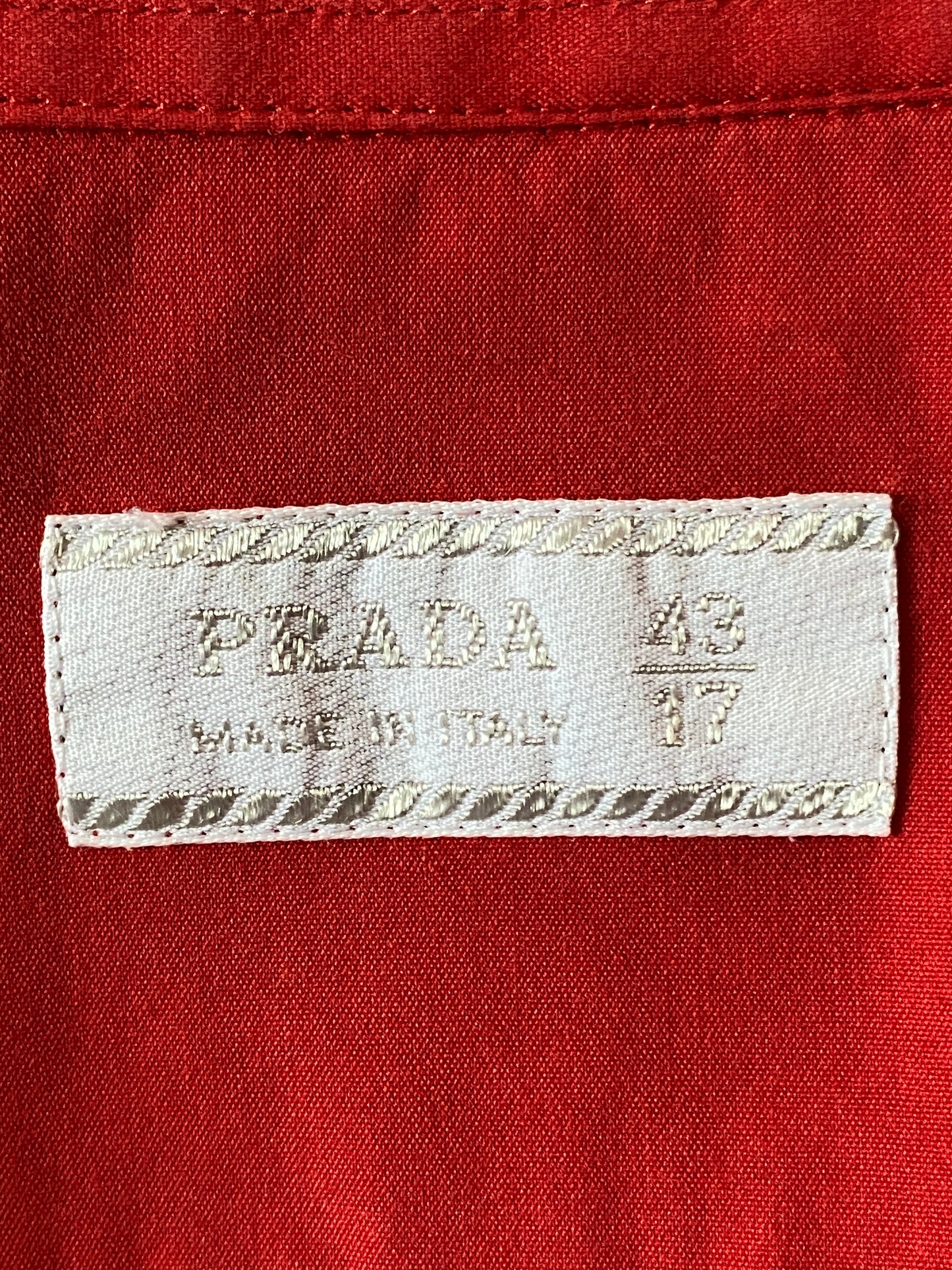 Prada Vintage Men's French Cuff Dress Shirt - L Red Cotton Blend