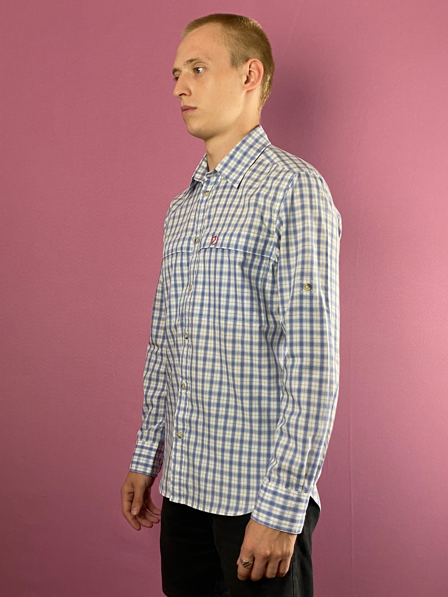 Fjallraven Vintage Men's Trekking Check Shirt - S Blue & White Polyester Blend