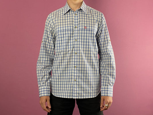 Fjallraven Vintage Men's Trekking Check Shirt - S Blue & White Polyester Blend