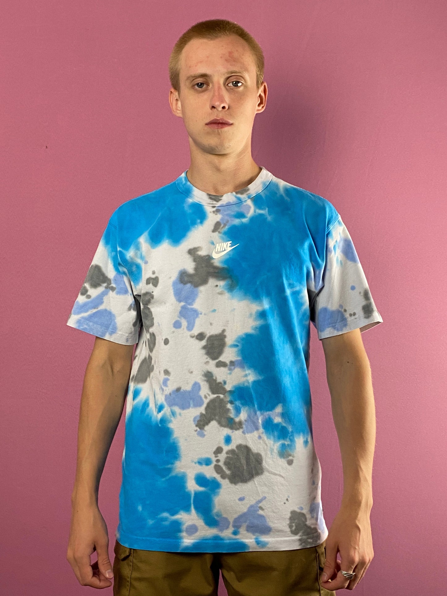 Nike Sportswear Men's Tie Dye T-Shirt - XS Blue & White Cotton