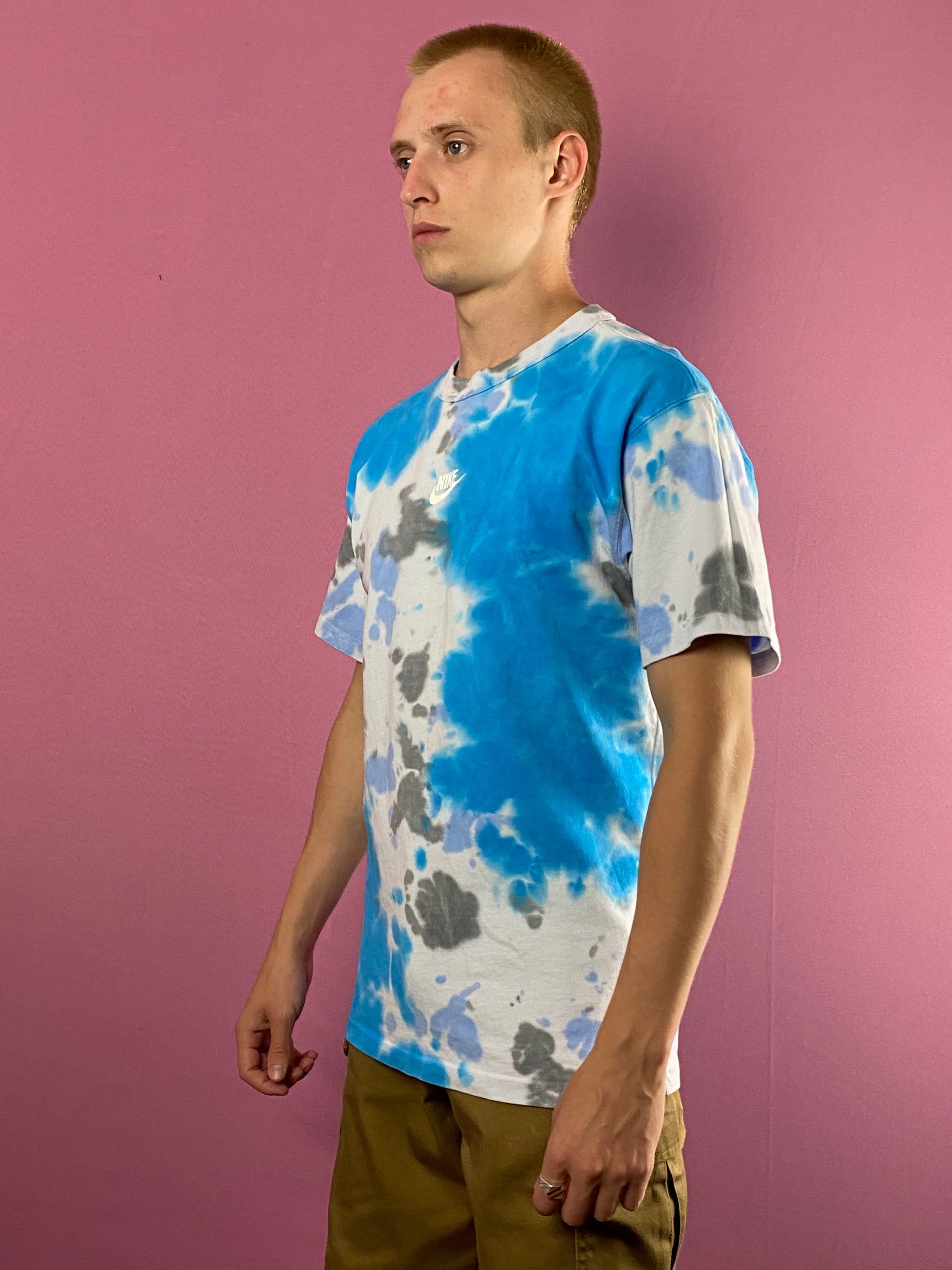 Nike Sportswear Men's Tie Dye T-Shirt - XS Blue & White Cotton