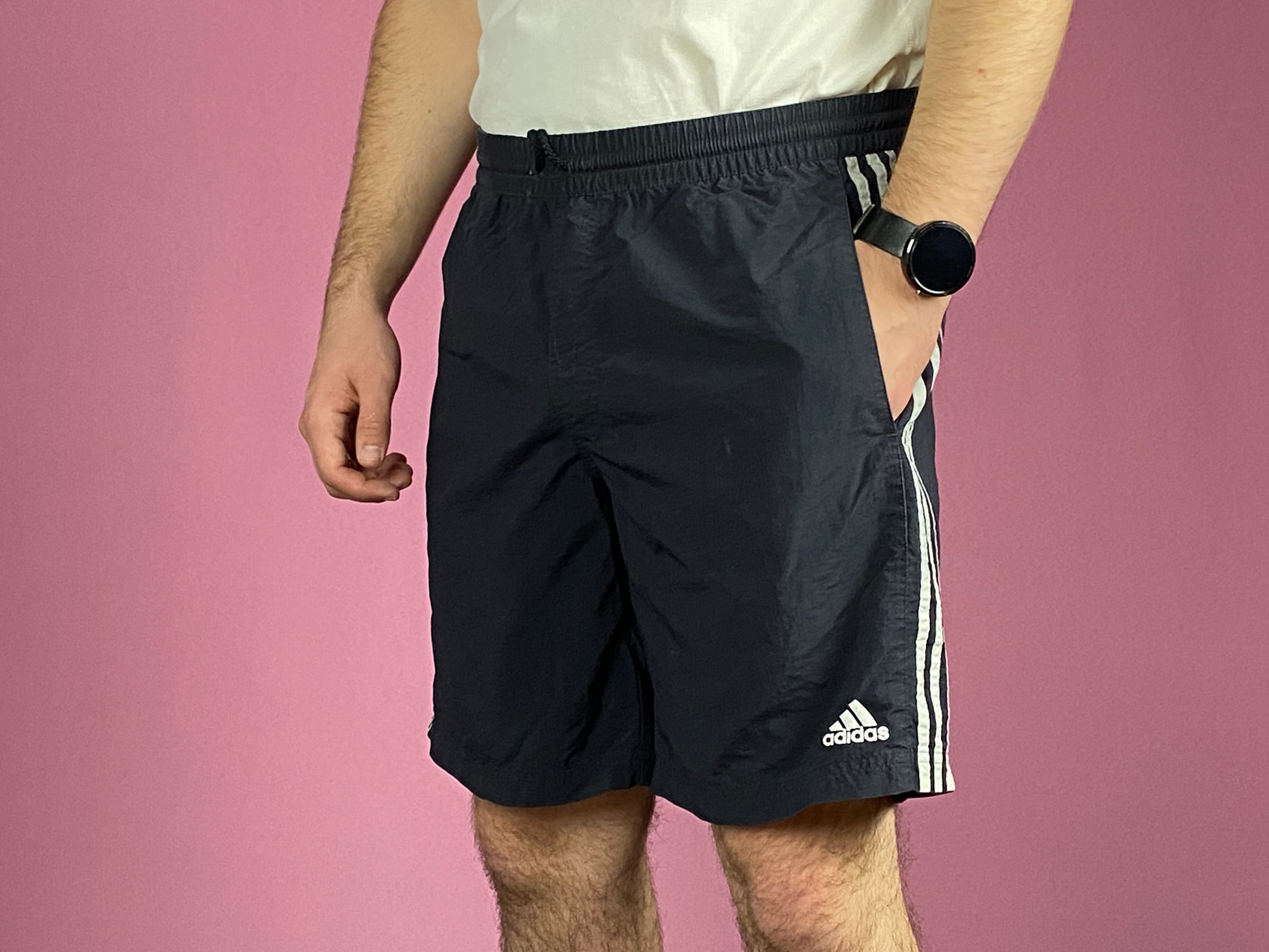 Adidas Vintage Men's Sport Shorts - Medium Black Nylon