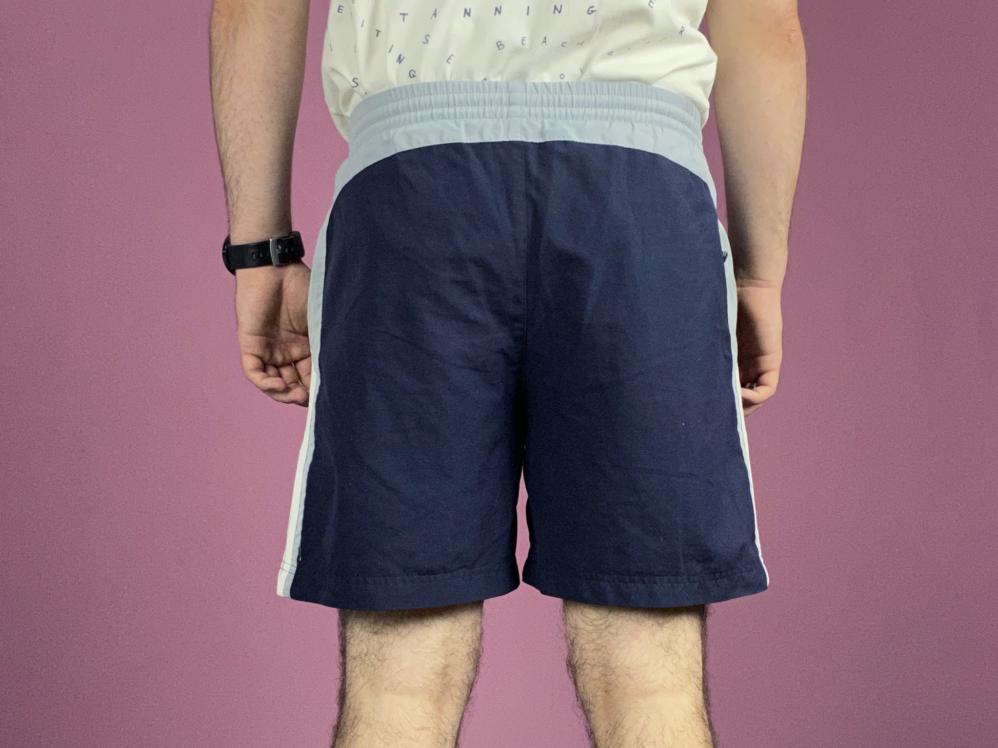 Adidas Vintage Men's Sport Shorts - Small Navy Blue Polyester
