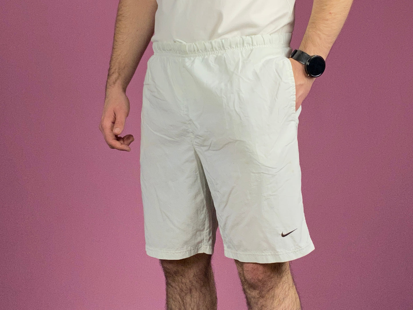 90s Nike Vintage Men's Sport Shorts - Small White Nylon