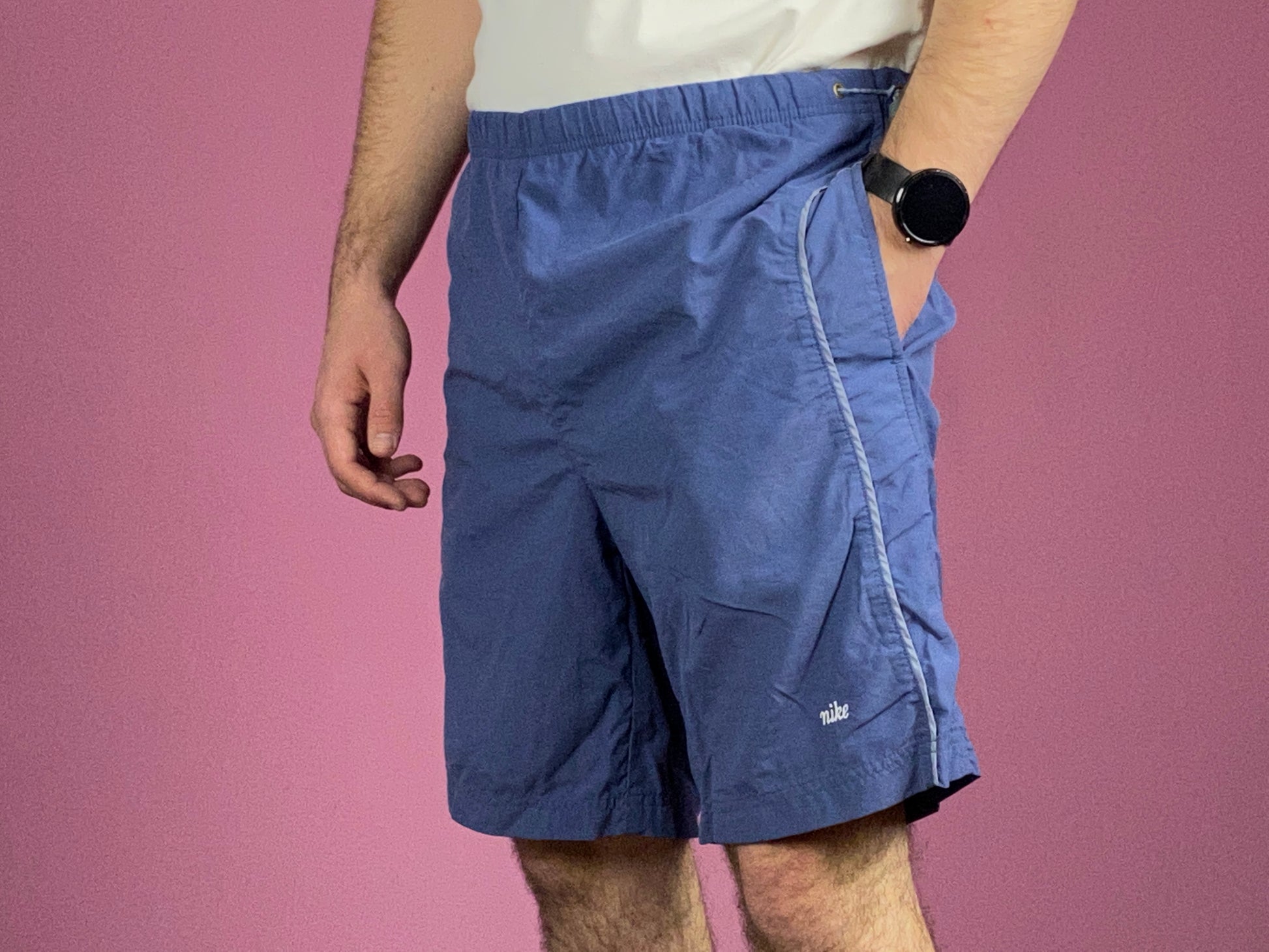 90s Nike Vintage Men's Sport Shorts - Small Blue Nylon