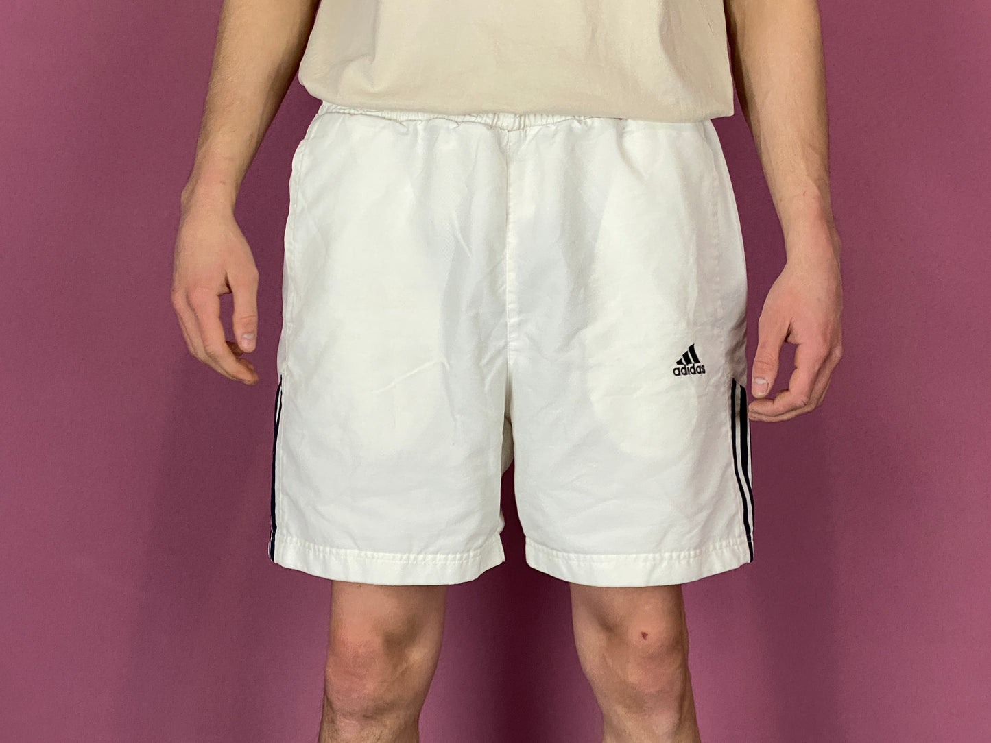 Adidas Vintage Men's Shorts - Large White Polyester