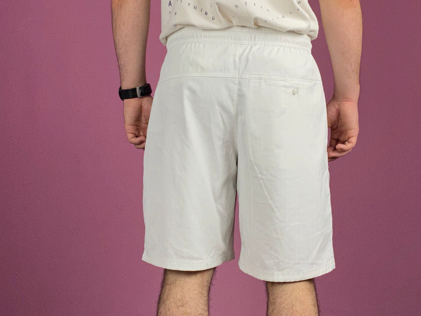 Nike Vintage Men's Track Shorts - Medium Navy White Polyester
