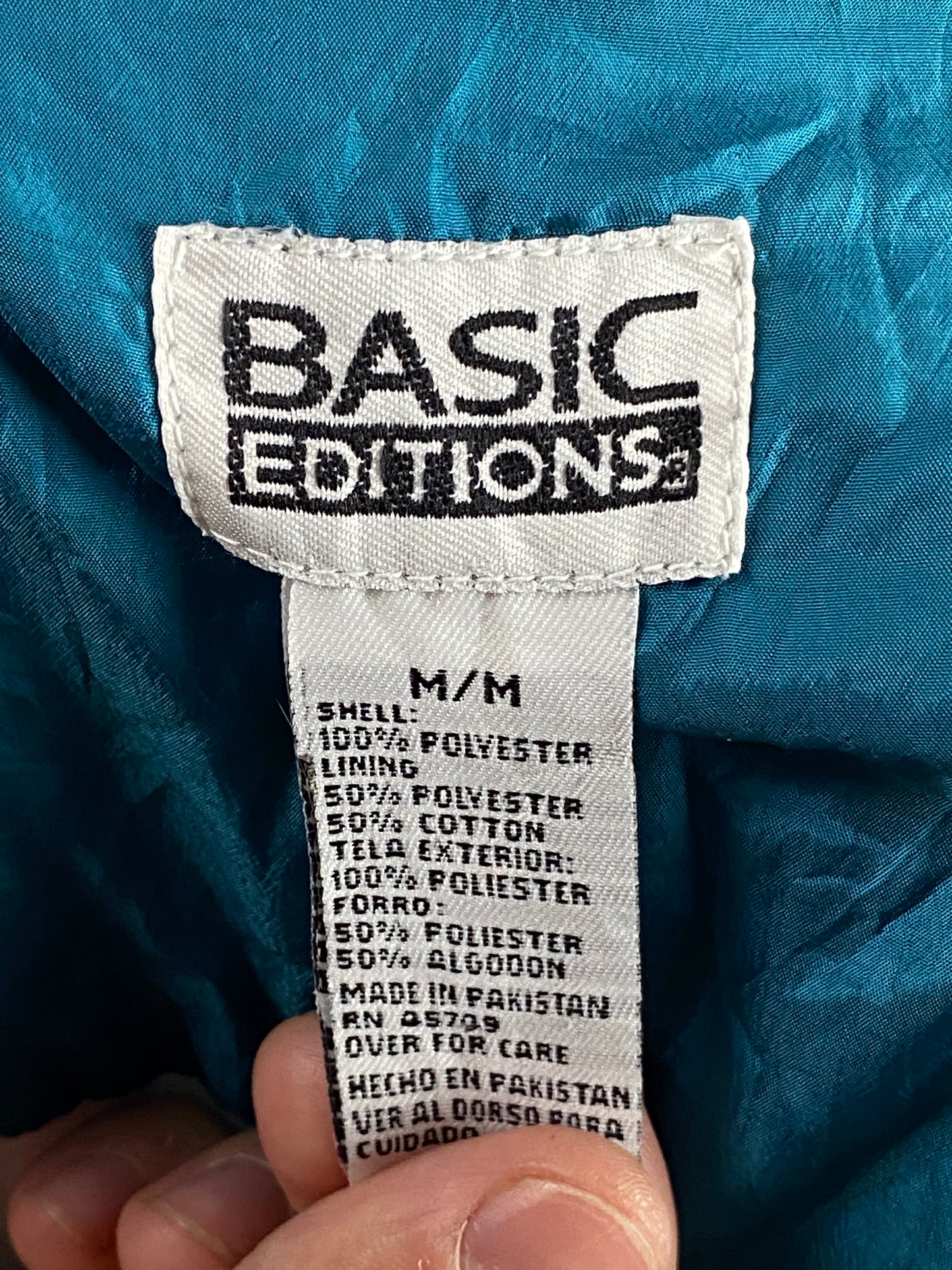 90s Basic Editions Vintage Men's Windbreaker Jacket - Medium Green Polyester