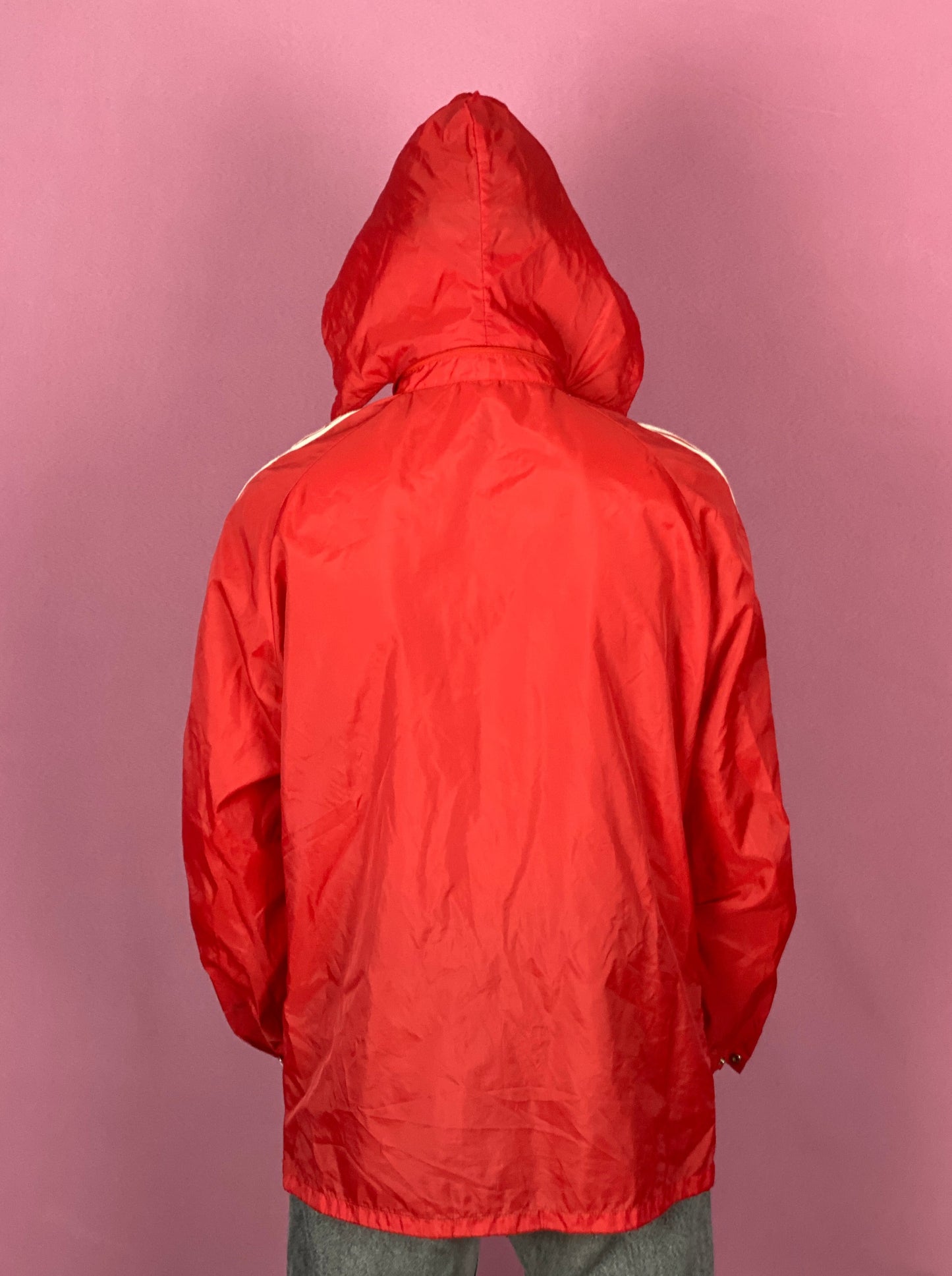 80s Adidas Vintage Men's Raincoat - Large Red Nylon