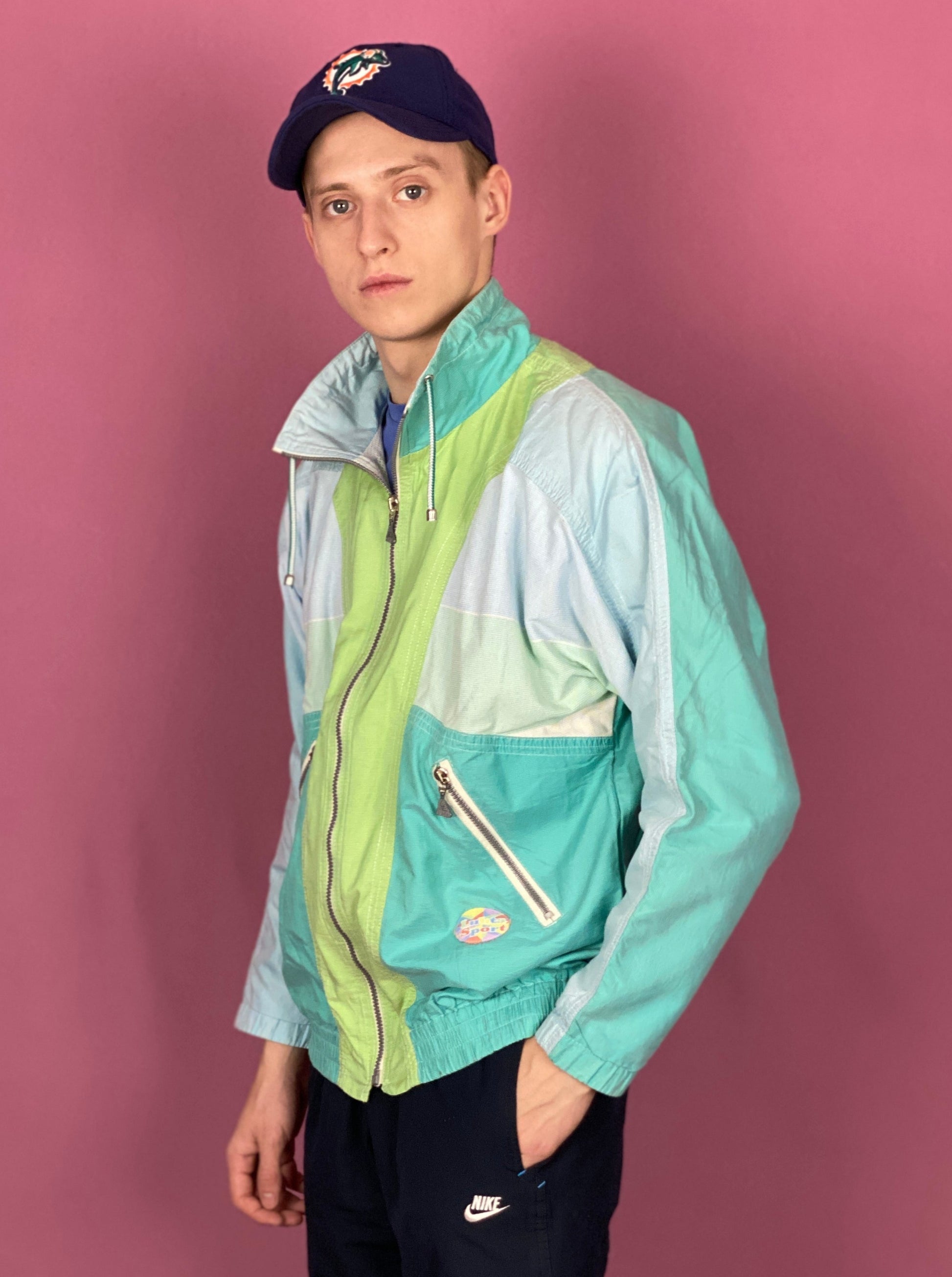 90s Luhta Sport Vintage Men's Windbreaker Jacket - Small Green Polyester