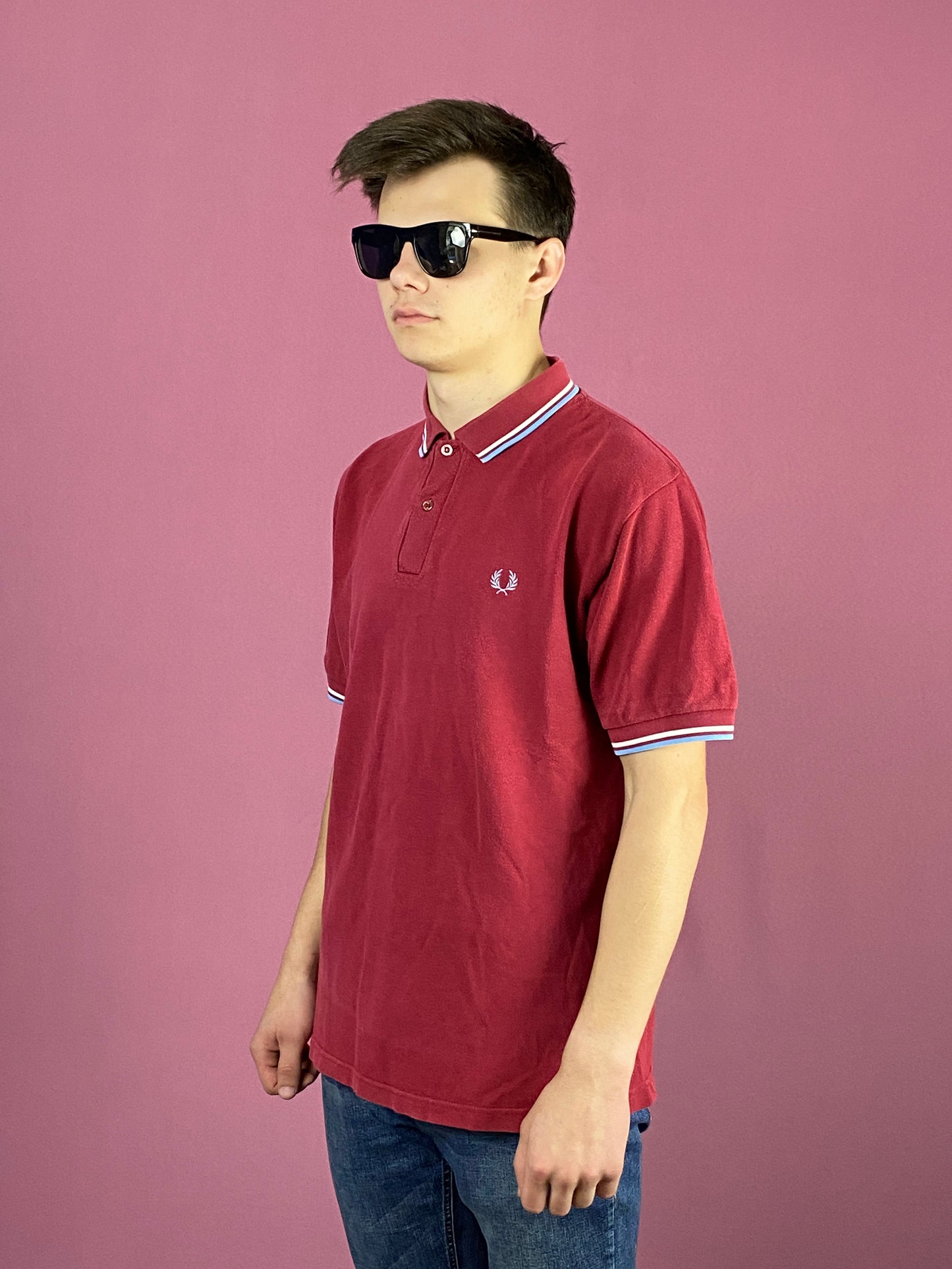 90s Fred Perry Vintage Men's Polo Shirt - Large Red Cotton