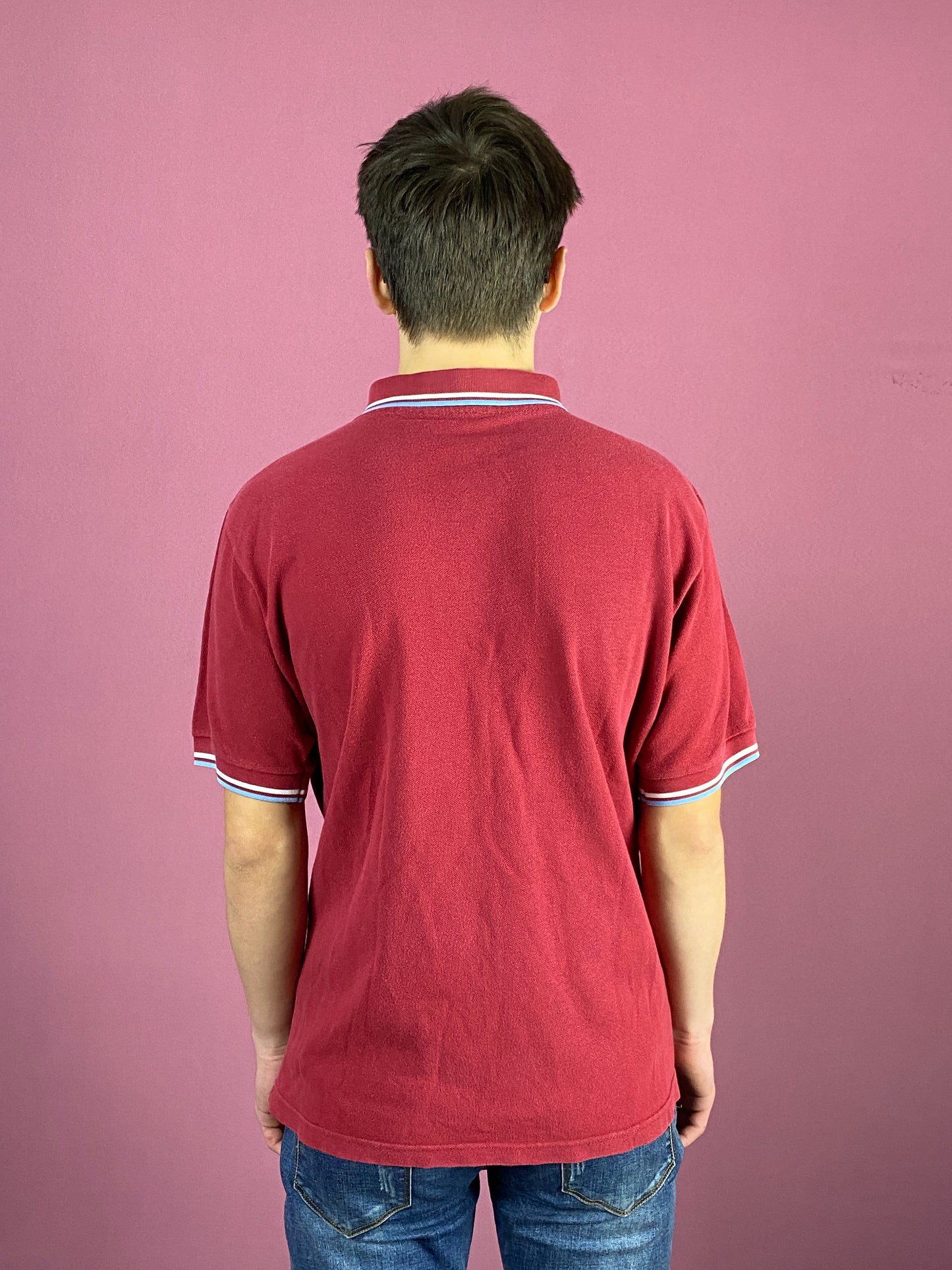 90s Fred Perry Vintage Men's Polo Shirt - Large Red Cotton