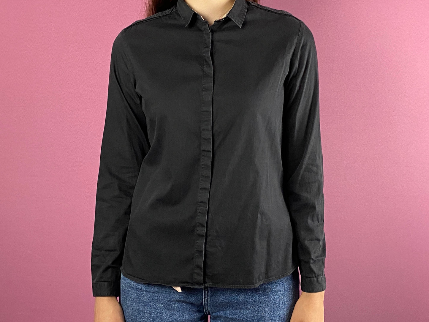 Burberry Brit Vintage Women's Dress Shirt - M Black Cotton Blend