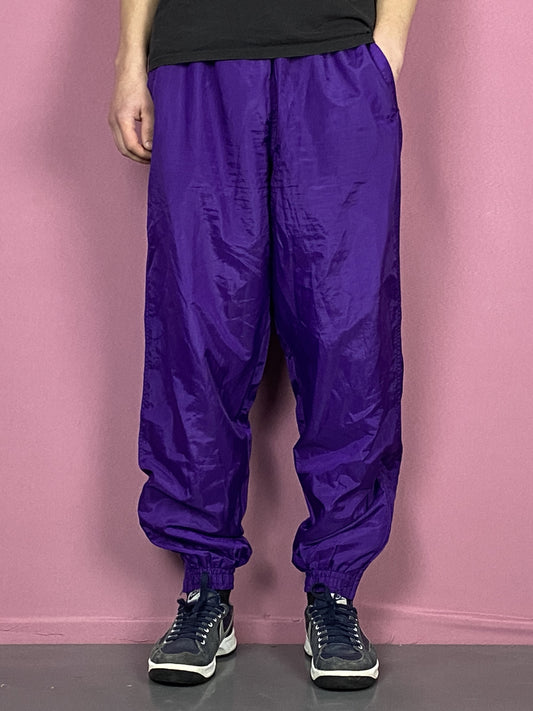 90s Vintage Men's Track Pants - XL Purple Polyester