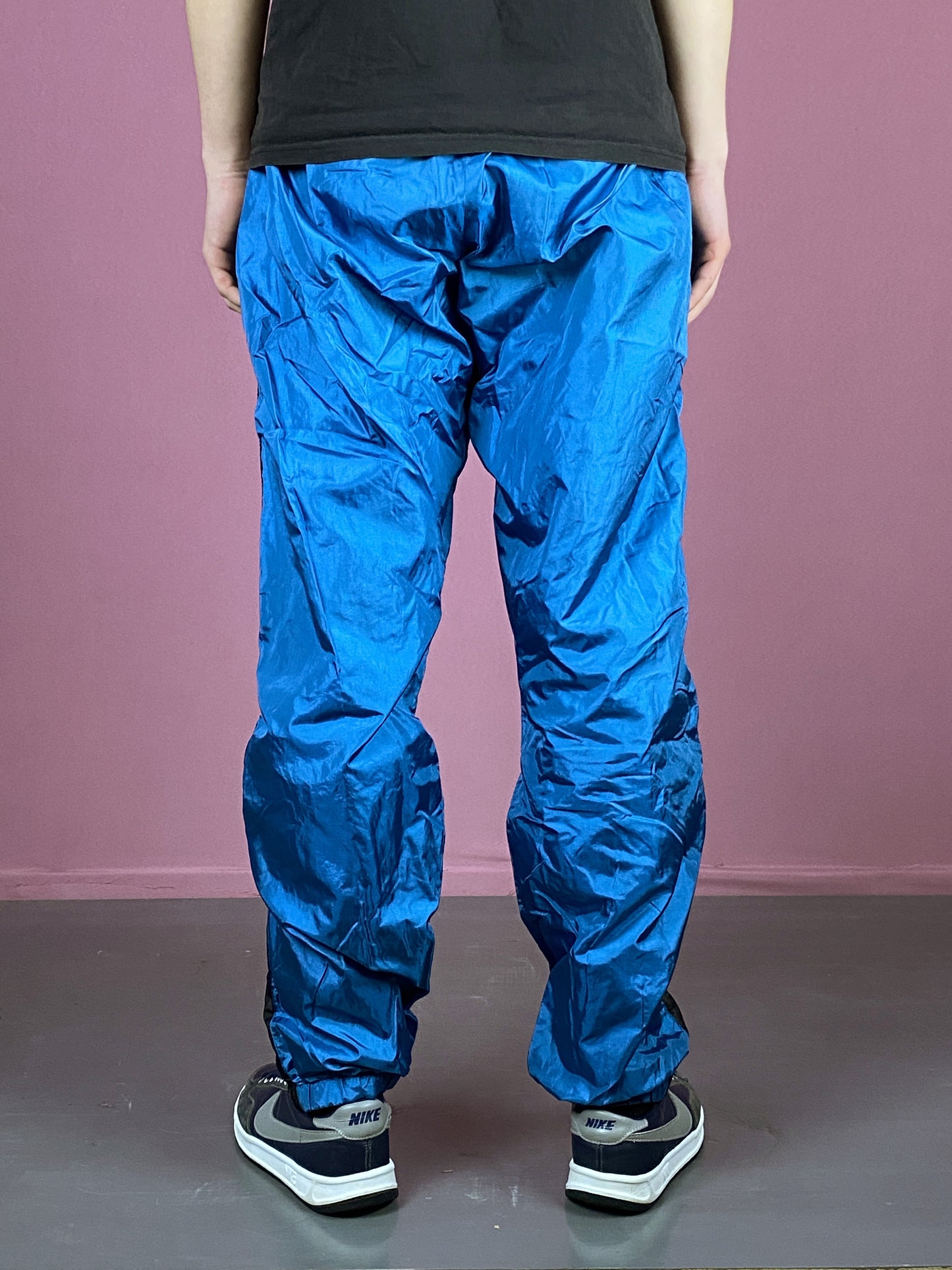 Vintage Men's Track Pants - XXL Blue Nylon