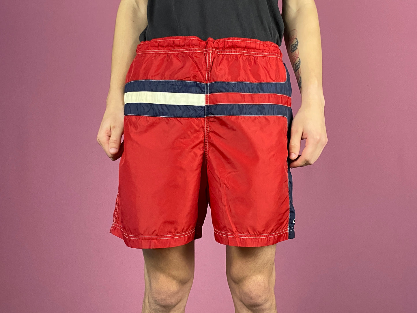 Tommy Hilfiger Vintage Men's Swim Shorts - Medium Red Nylon