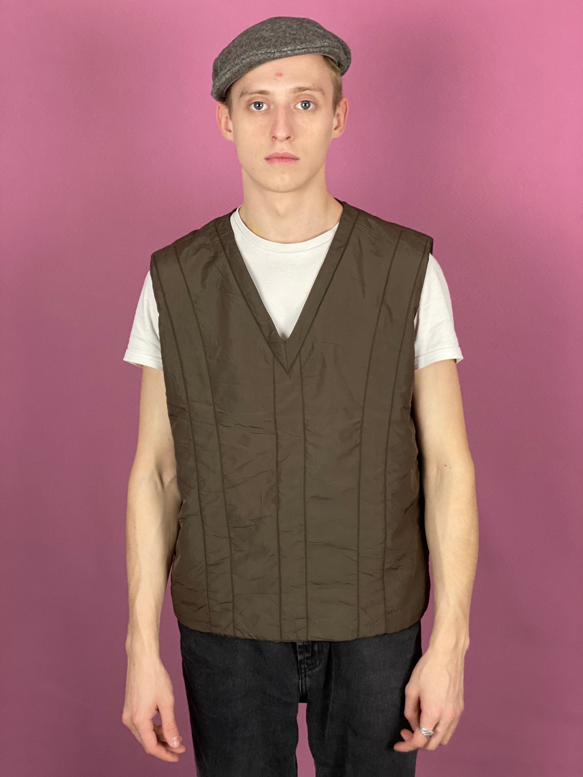 Hugo Boss Vintage Men's Vest - Large Brown Nylon