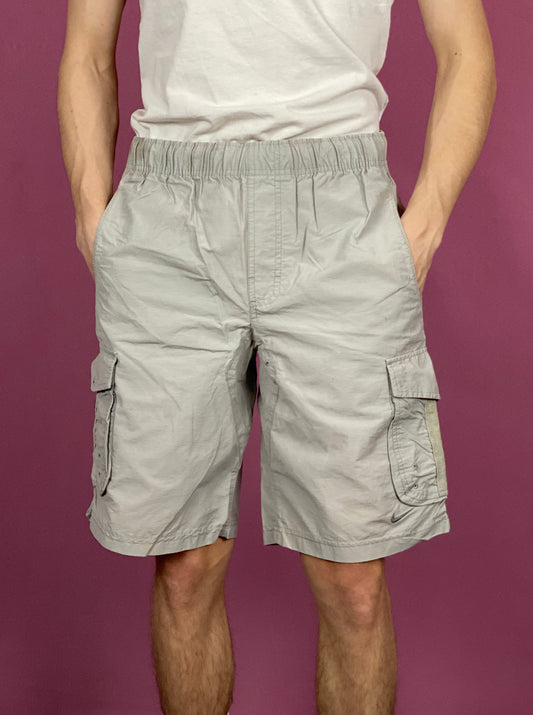 Nike Vintage Men's Cargo Shorts - Small Gray Cotton Blend