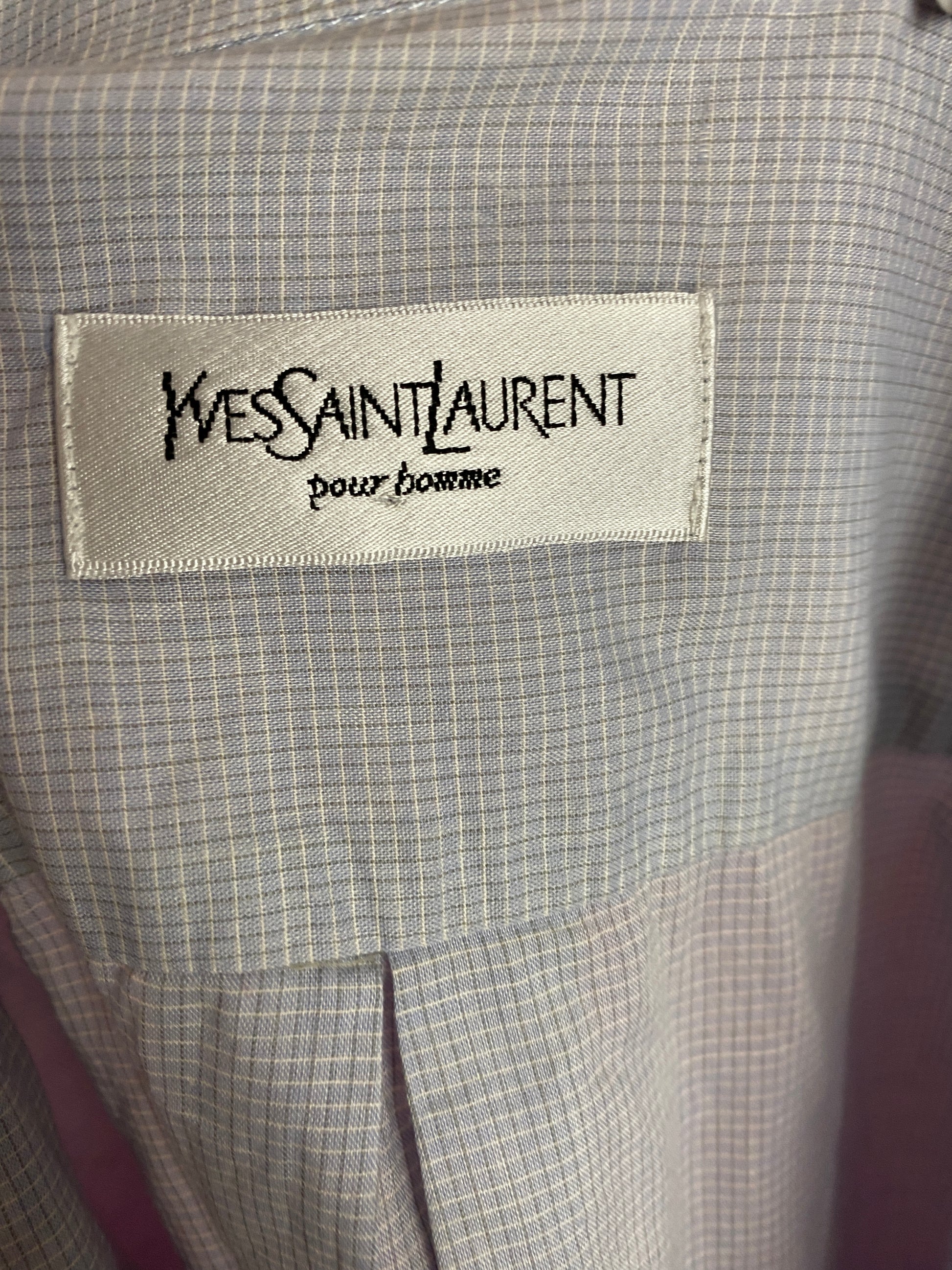 Yves Saint Laurent Vintage Men's Short Sleeve Shirt - XL Blue Cotton