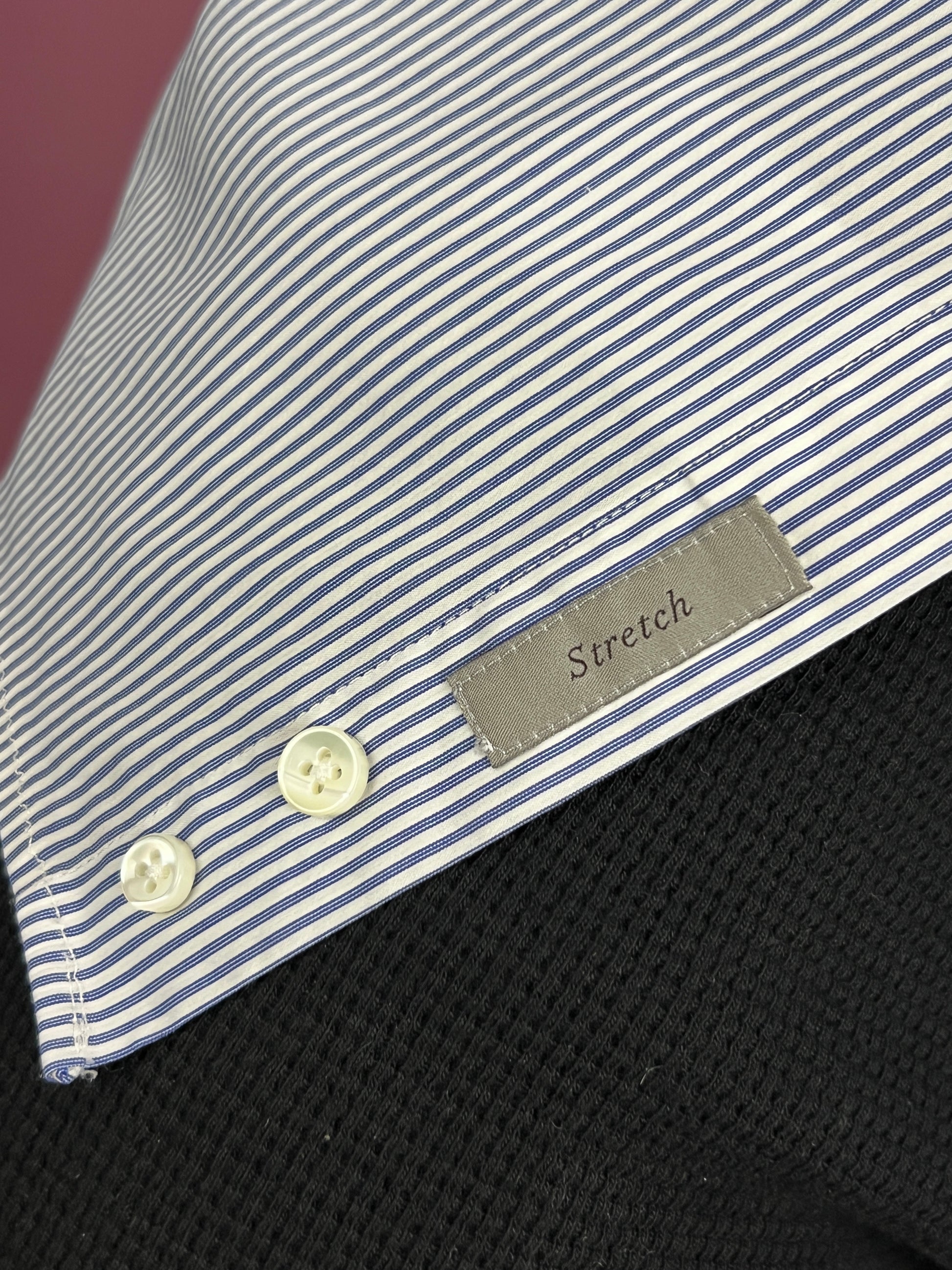 Canali Vintage Men's Striped Shirt - L White & Blue Navy Cotton