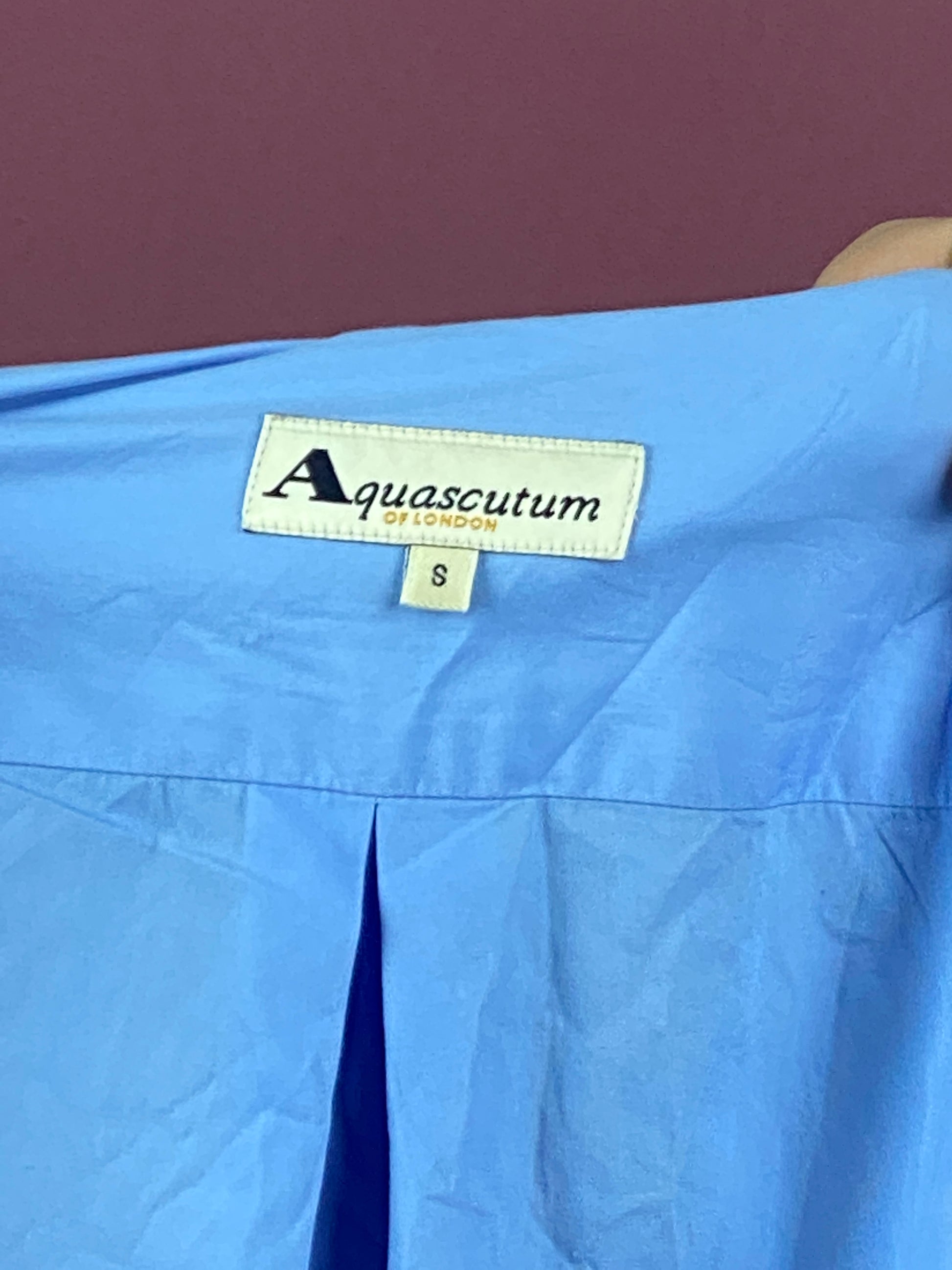 Aquascutum Vintage Men's Short Sleeve Shirt - Small Blue Cotton