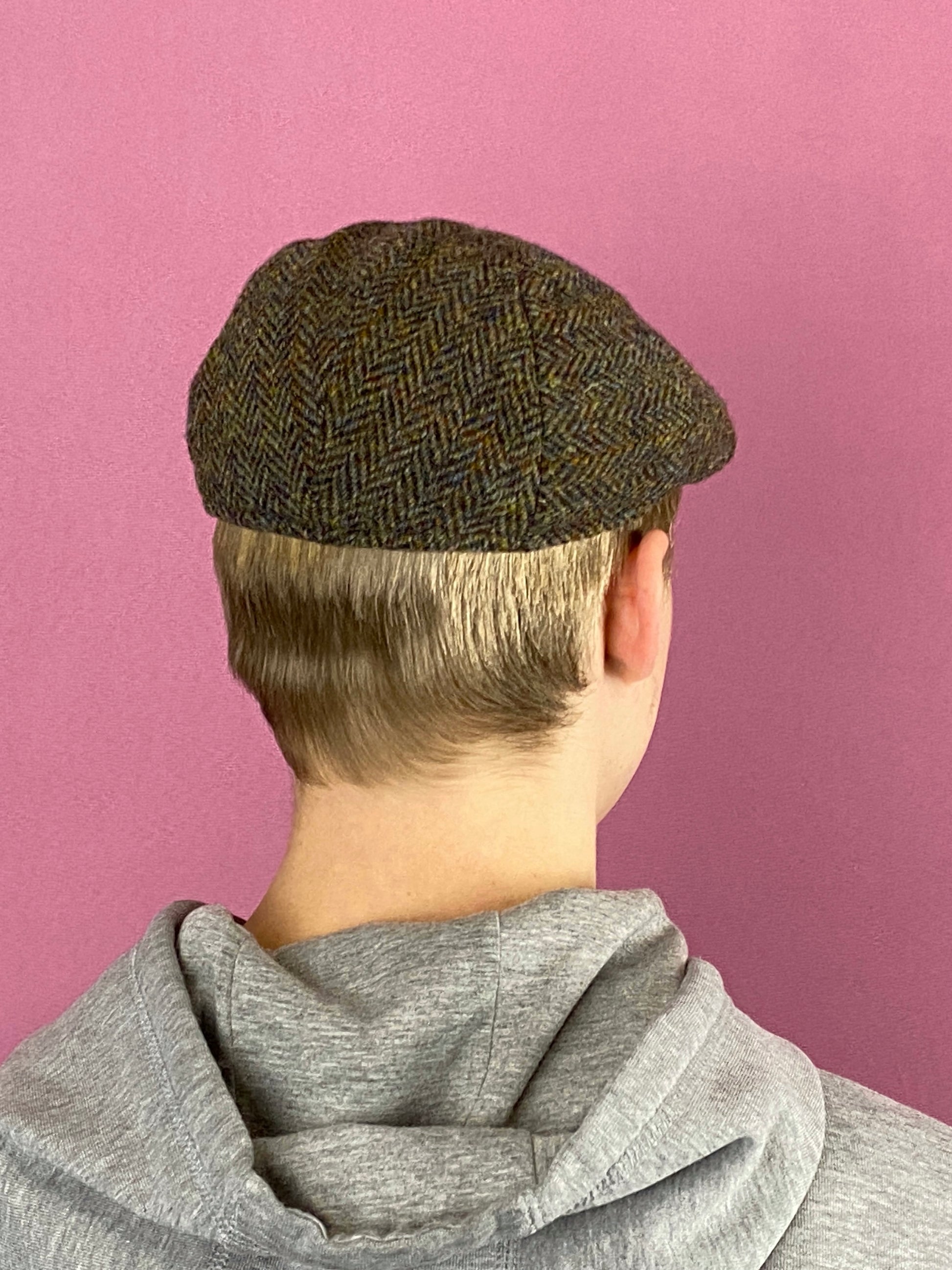Harris Tweed Vintage Men's Flat Cap - Gray & Brown Wool