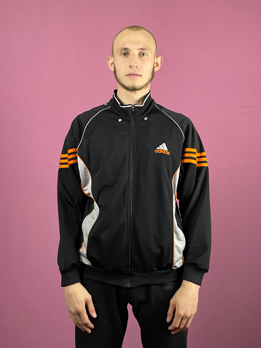 90s Adidas Vintage Men's Back Big Logo Track Jacket - Medium Black