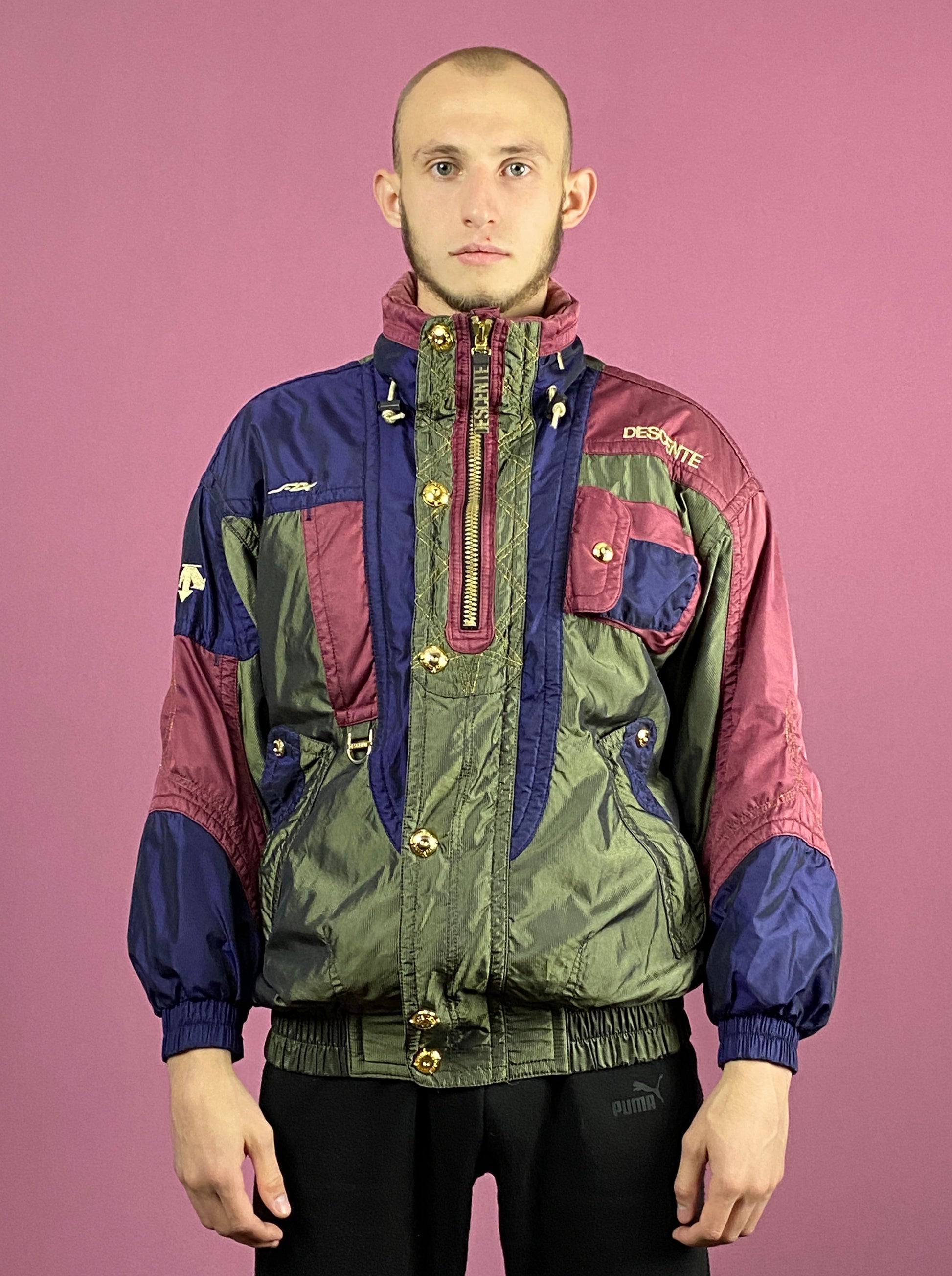 90s Descente Vintage Men's Ski Jacket - Large Multicolor Nylon Blend