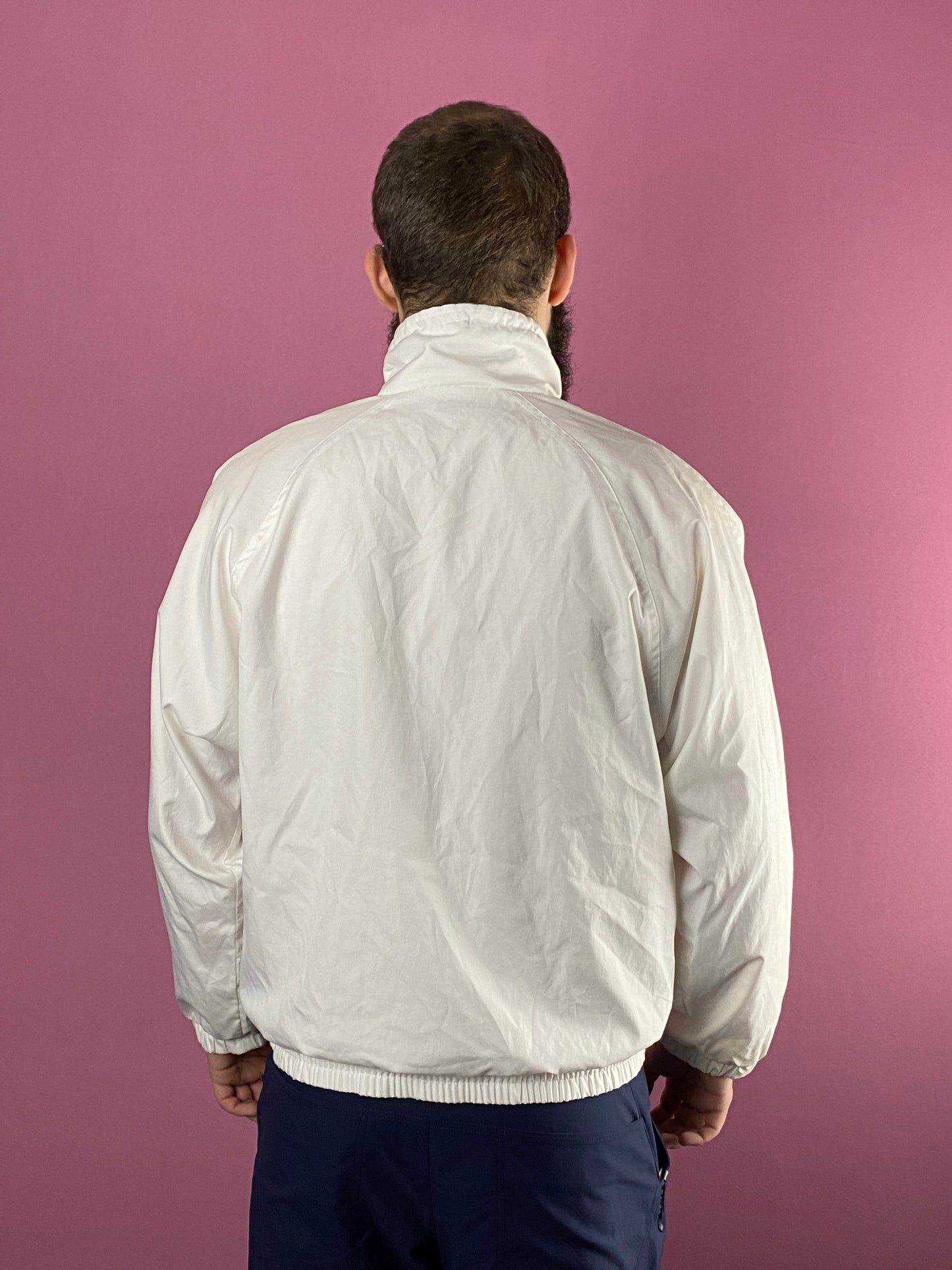 80s Fred Perry Sportswear Vintage Men's Windbreaker Jacket - L White Polyester