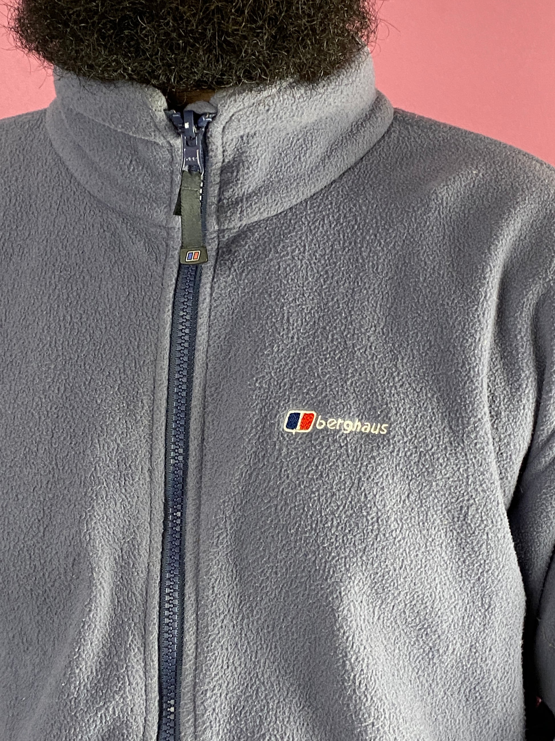 Berghaus Vintage Men's Full Zip Fleece Jacket - L Gray Polyester