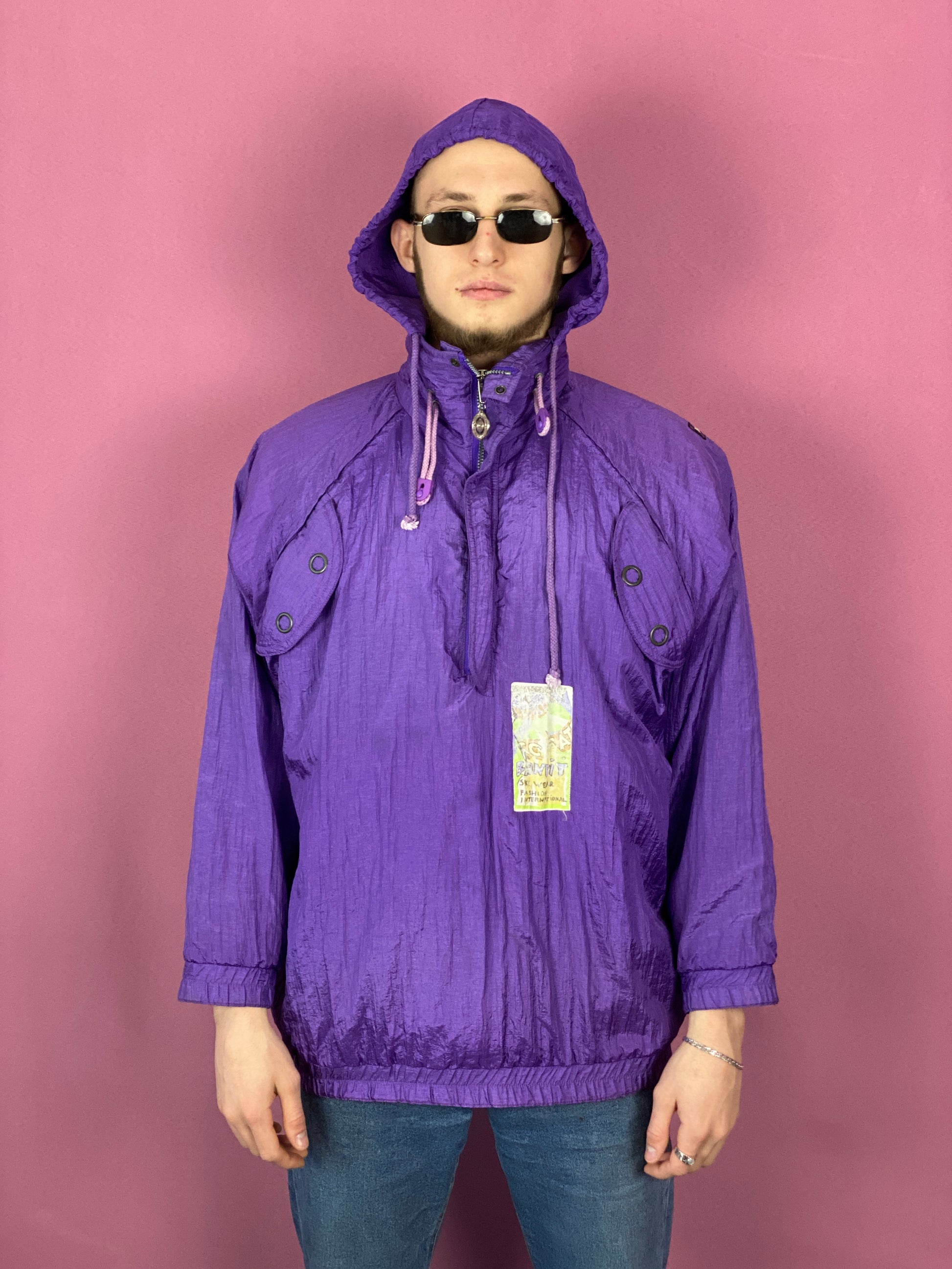 90s Vintage Men's Ski Jacket with Lining - XS Purple Nylon