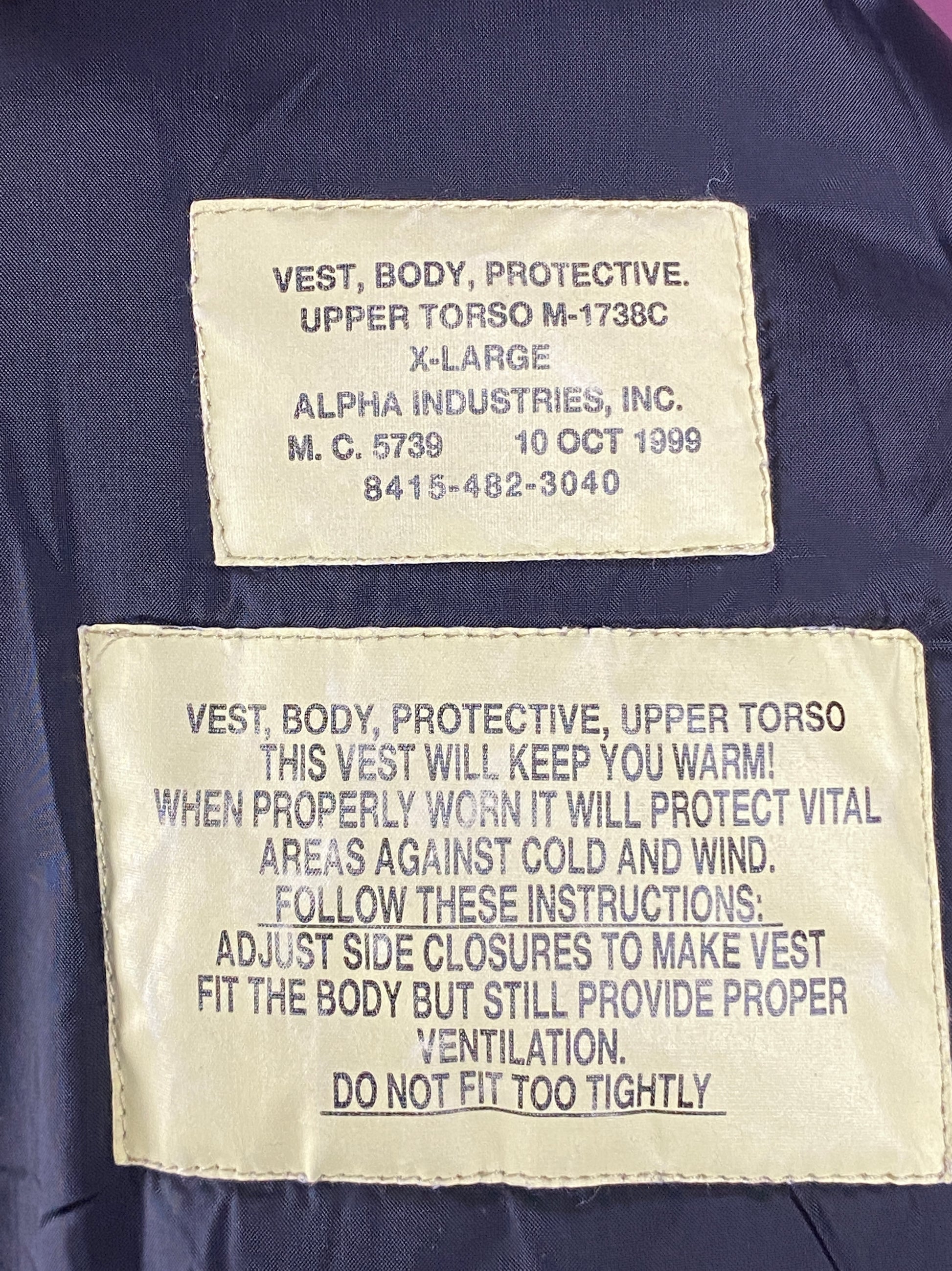 Alpha Industries Vintage Men's Utility Puffer Vest - XL Black Polyester