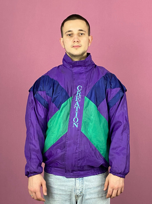 90s Creation Vintage Men's Windbreaker Jacket - Medium Purple Nylon