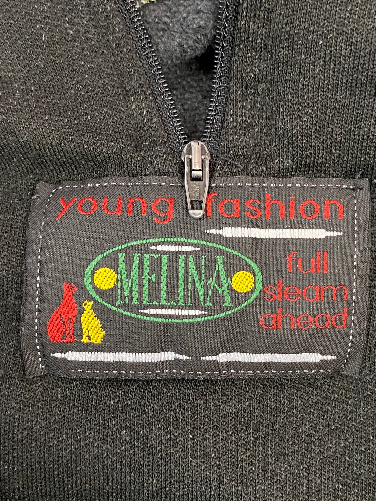 90s Melina Vintage Men's 1/4 Zip Track Jacket - Medium Black Cotton