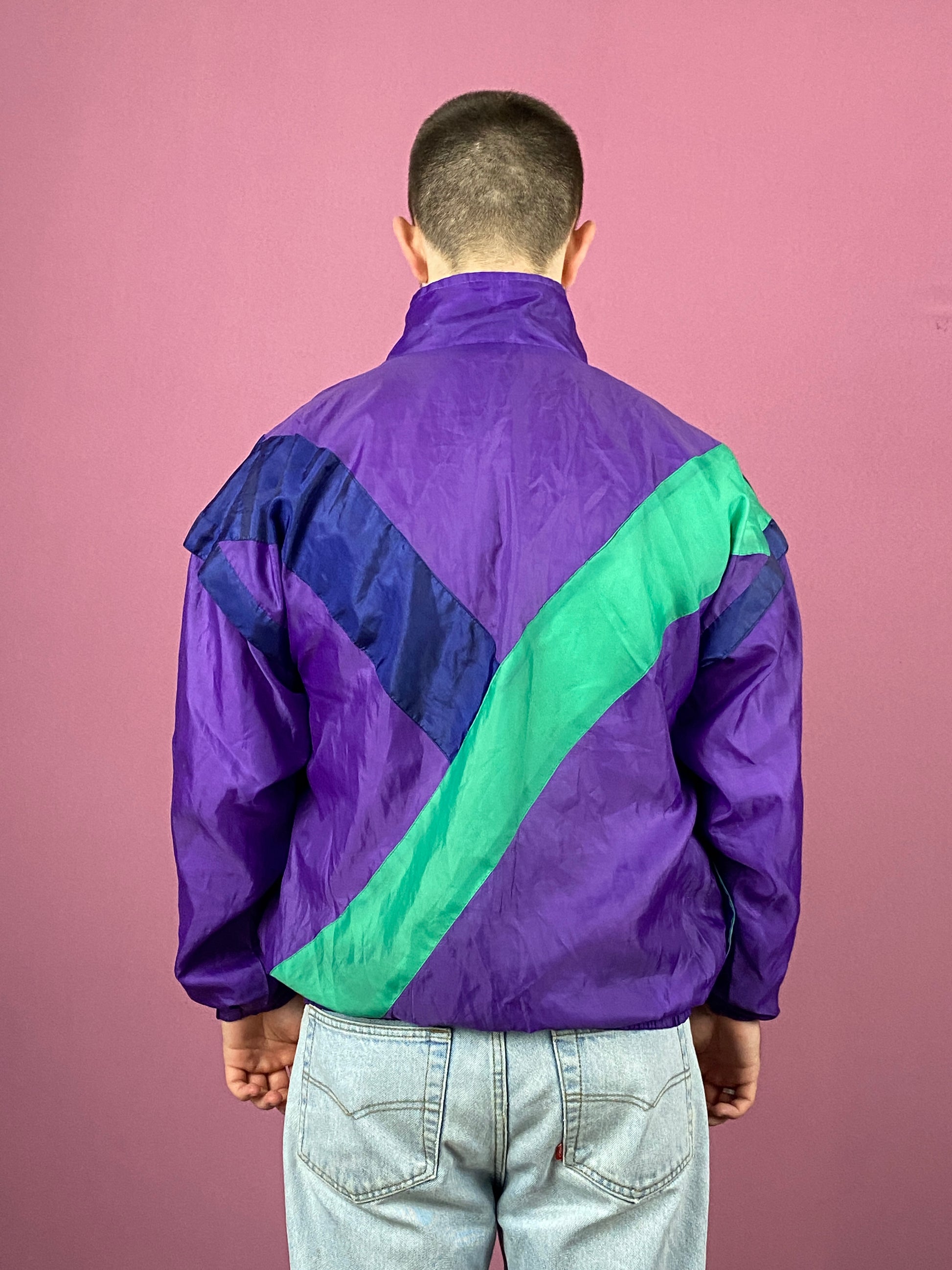 90s Creation Vintage Men's Windbreaker Jacket - Medium Purple Nylon