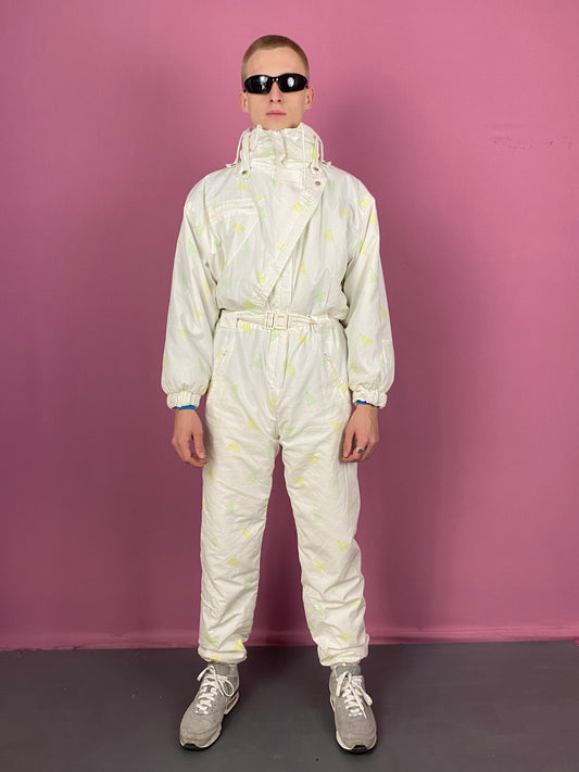 90s Puls from H&M Vintage Men's One Piece Ski Suit - Medium White Nylon