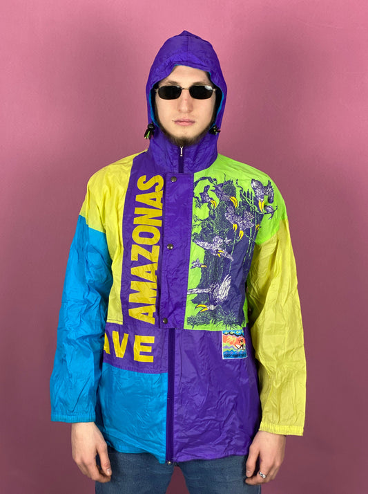 90s AVV Vintage Men's Rain Jacket - Large Multicolor Nylon